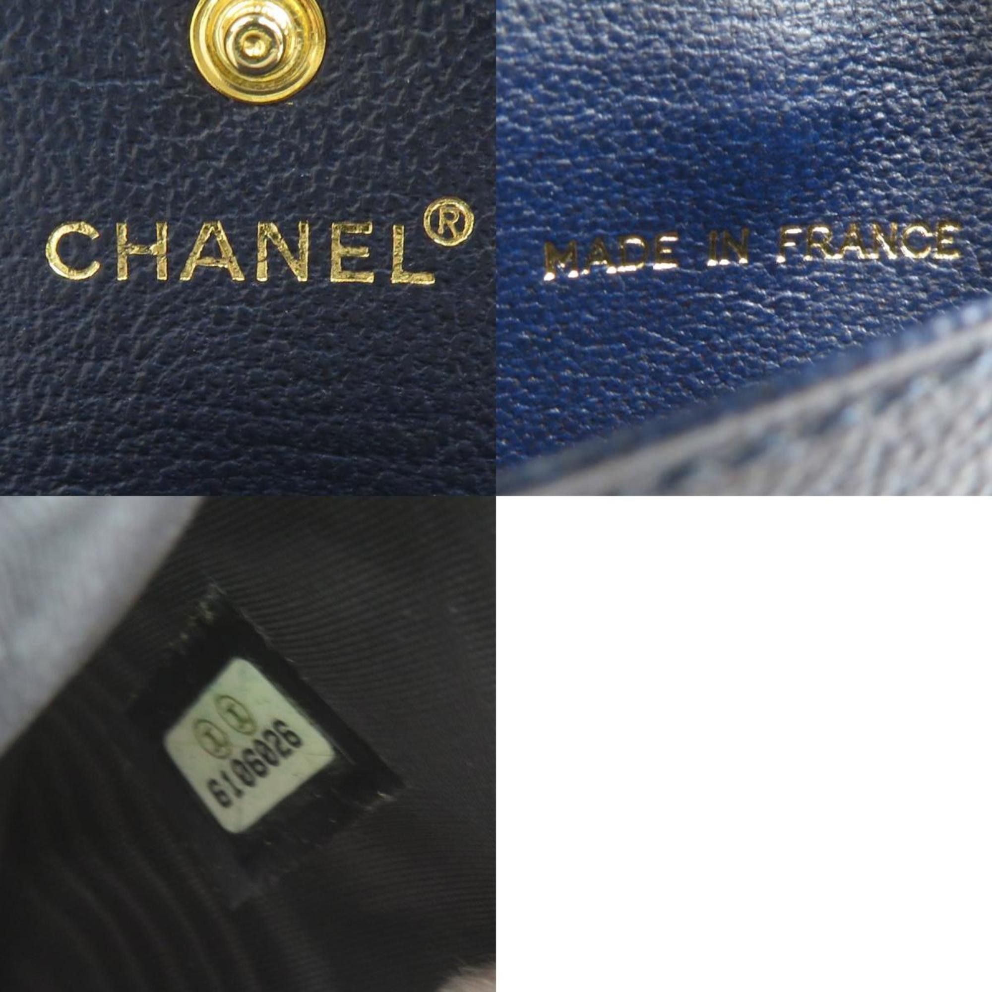 Chanel CHANEL Tri-fold Leather Wallet, Navy, Women's, r10949g Size ONE SIZE - 5 Thumbnail