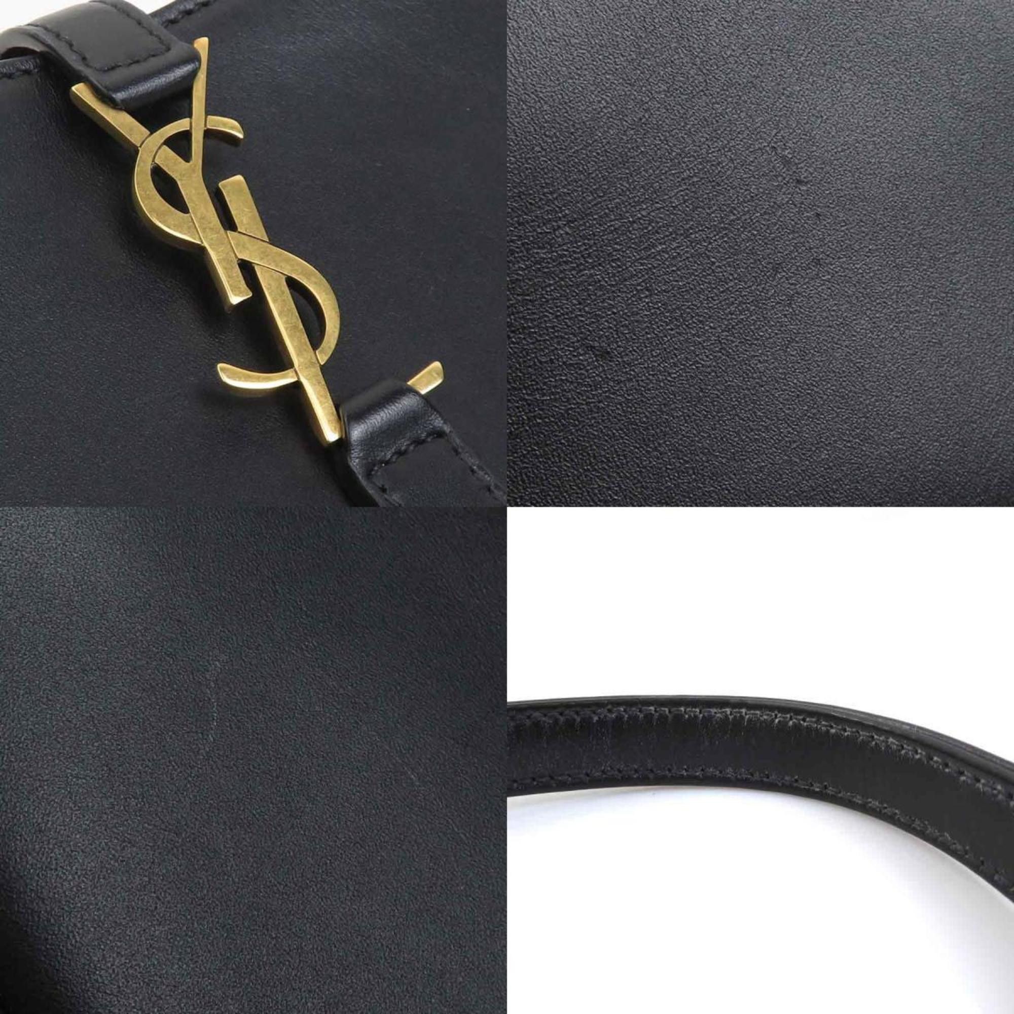 Saint Laurent Paris Saint Laurent Le 5 A 7 Handbag in Black and Gold Leather, Women's, 710318 90226k Size ONE SIZE - 4 Thumbnail