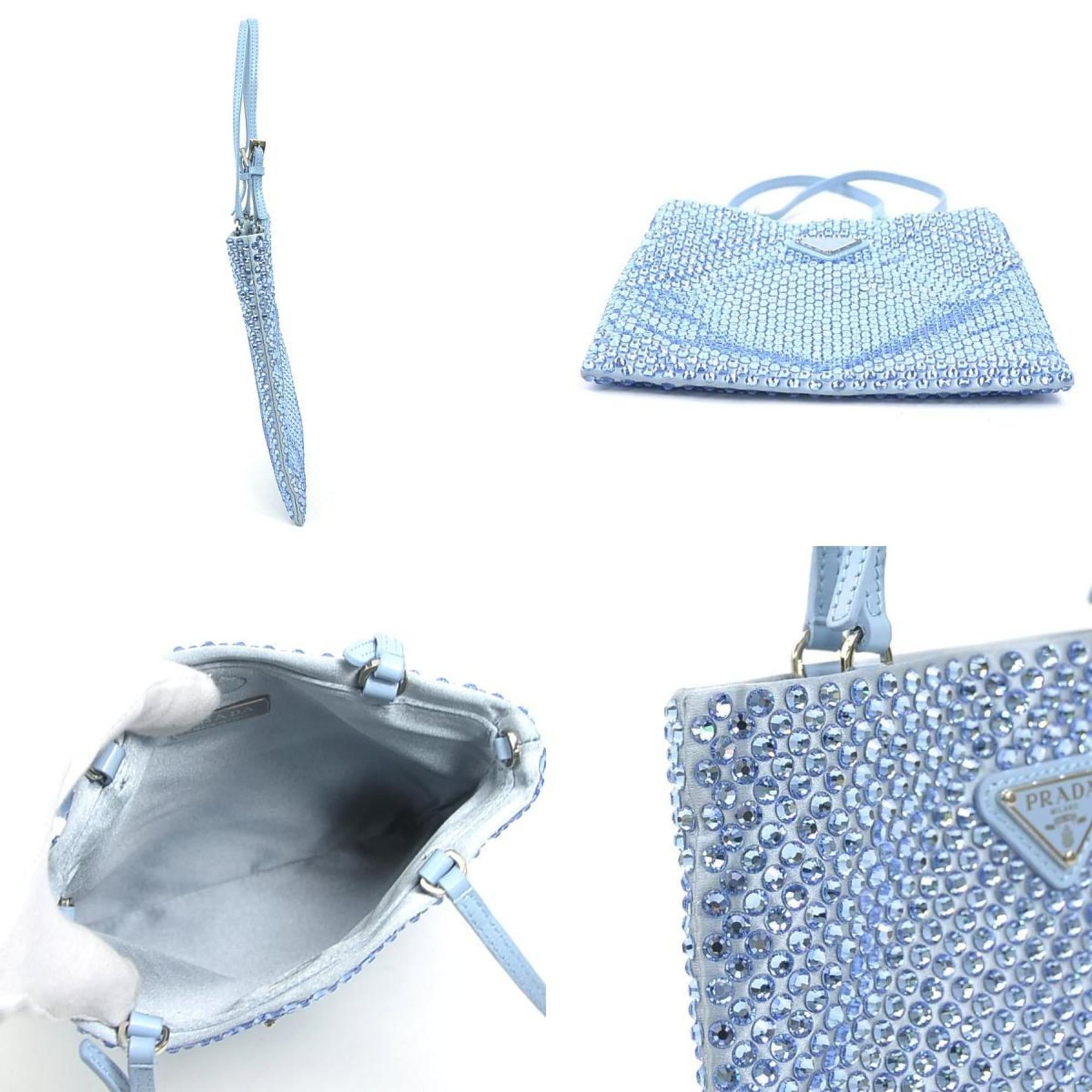 Prada Prada handbag in light blue satin and rhinestones, women's, 1BA253 90225n Size ONE SIZE - 3 Thumbnail