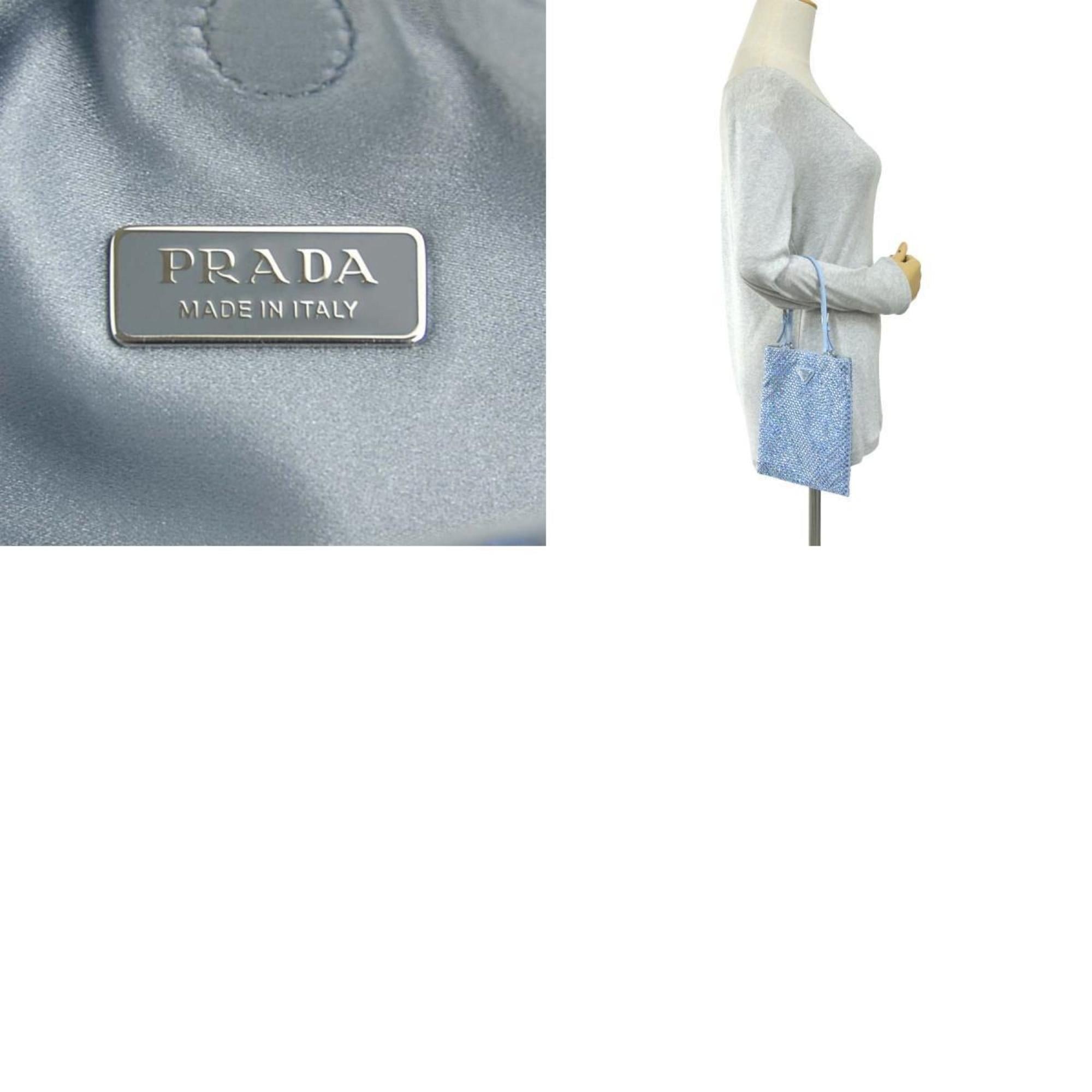 Prada Prada handbag in light blue satin and rhinestones, women's, 1BA253 90225n Size ONE SIZE - 5 Thumbnail