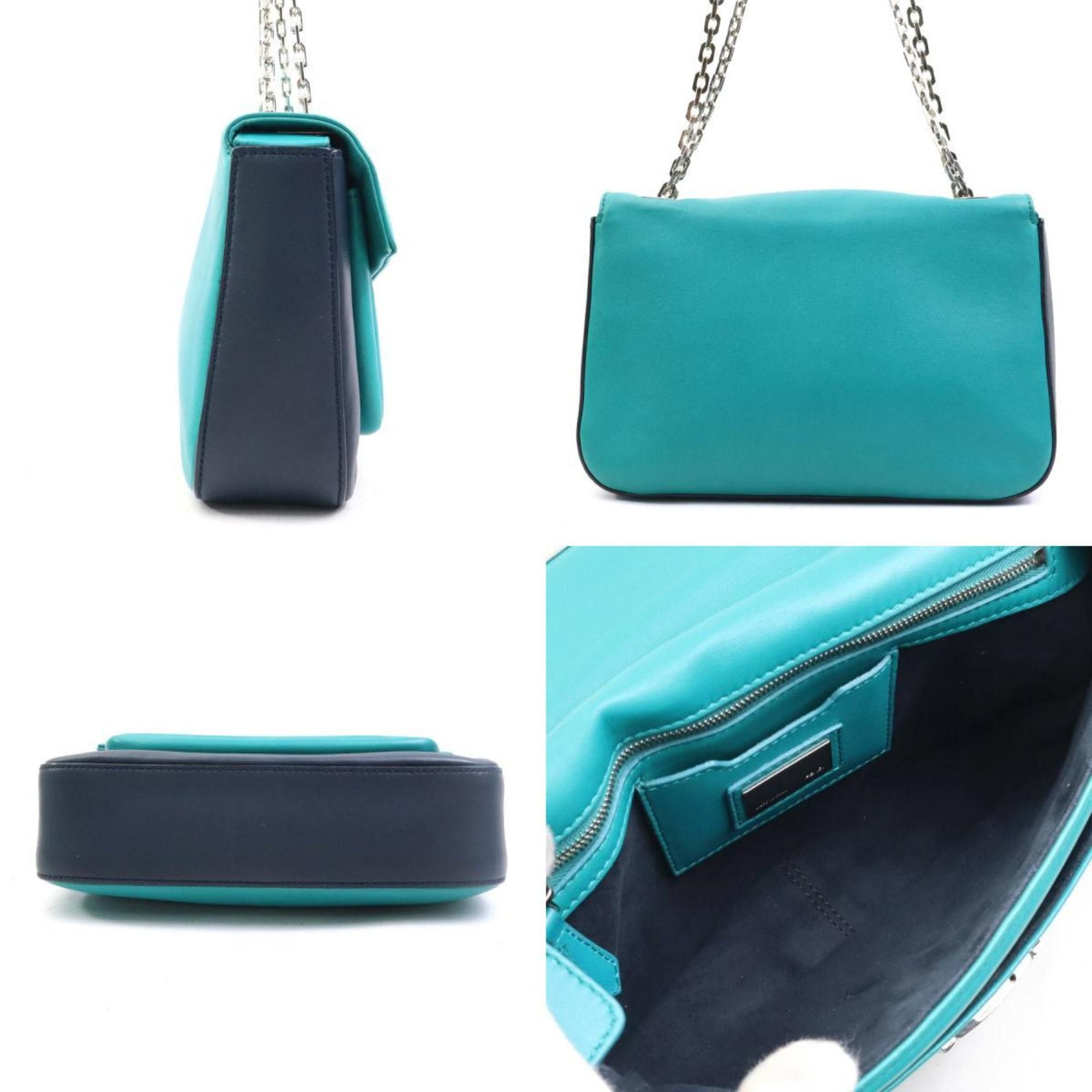 Fendi Fendi Shoulder Bag, Leather, Navy x Green, Women's, 8BR677-W2E 90223a Size ONE SIZE - 2 Thumbnail