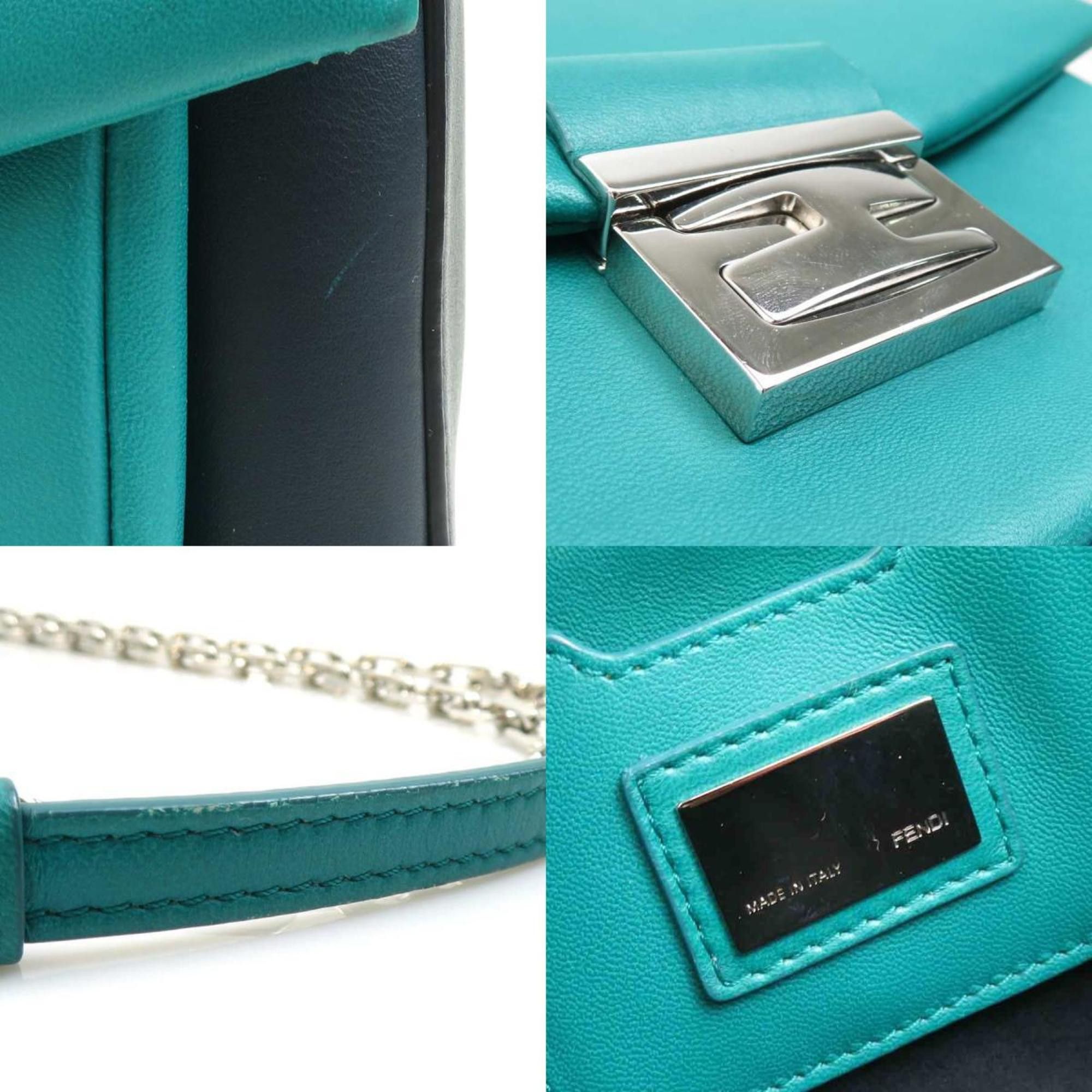 Fendi Fendi Shoulder Bag, Leather, Navy x Green, Women's, 8BR677-W2E 90223a Size ONE SIZE - 4 Thumbnail