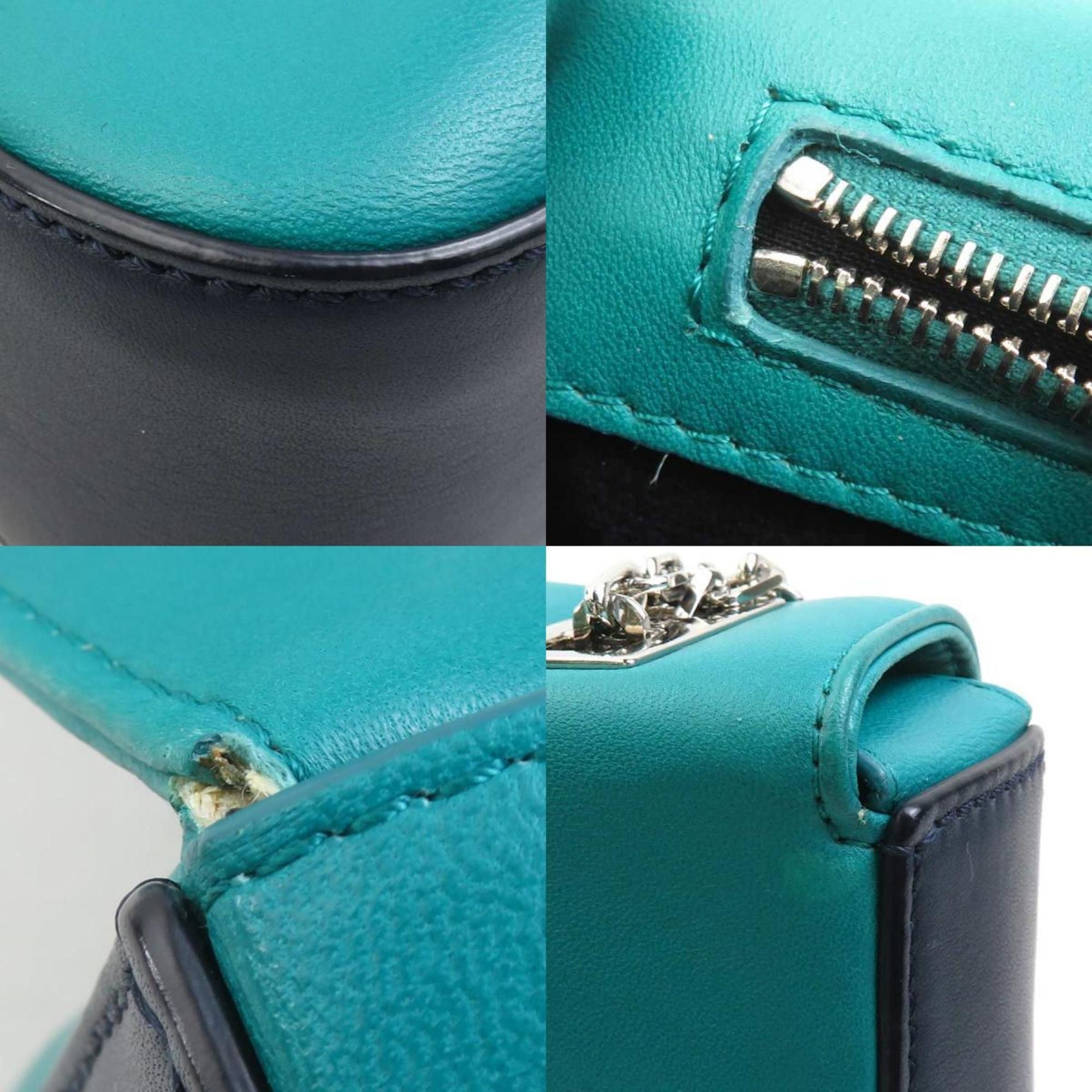 Fendi Fendi Shoulder Bag, Leather, Navy x Green, Women's, 8BR677-W2E 90223a Size ONE SIZE - 3 Thumbnail