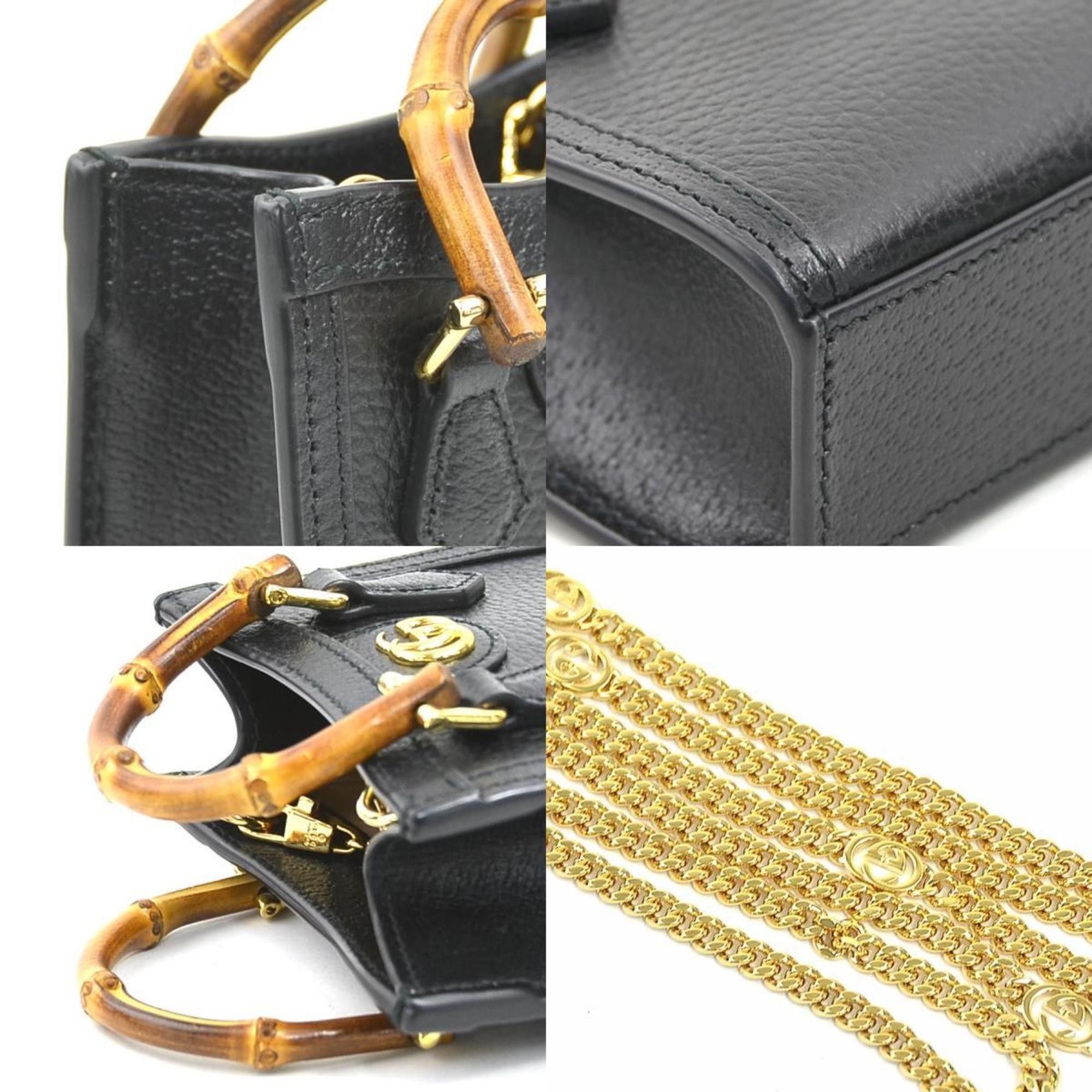 Gucci Gucci Diana Leather Shoulder Bag, Black, Women's, 760251 90229a Size ONE SIZE - 3 Thumbnail