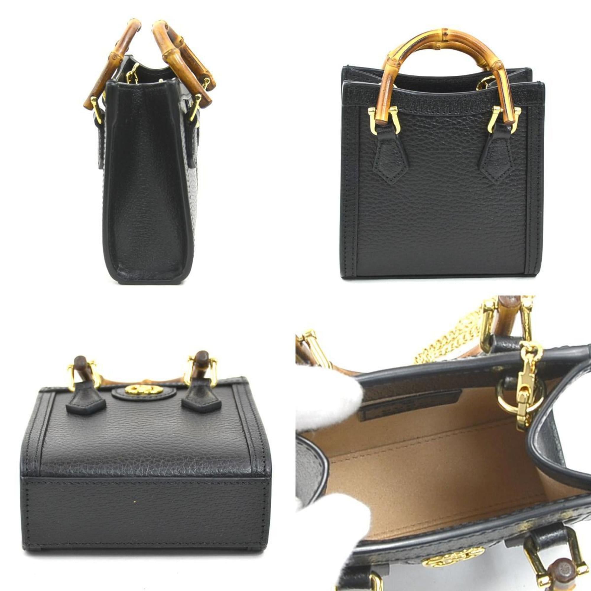 Gucci Gucci Diana Leather Shoulder Bag, Black, Women's, 760251 90229a Size ONE SIZE - 2 Thumbnail