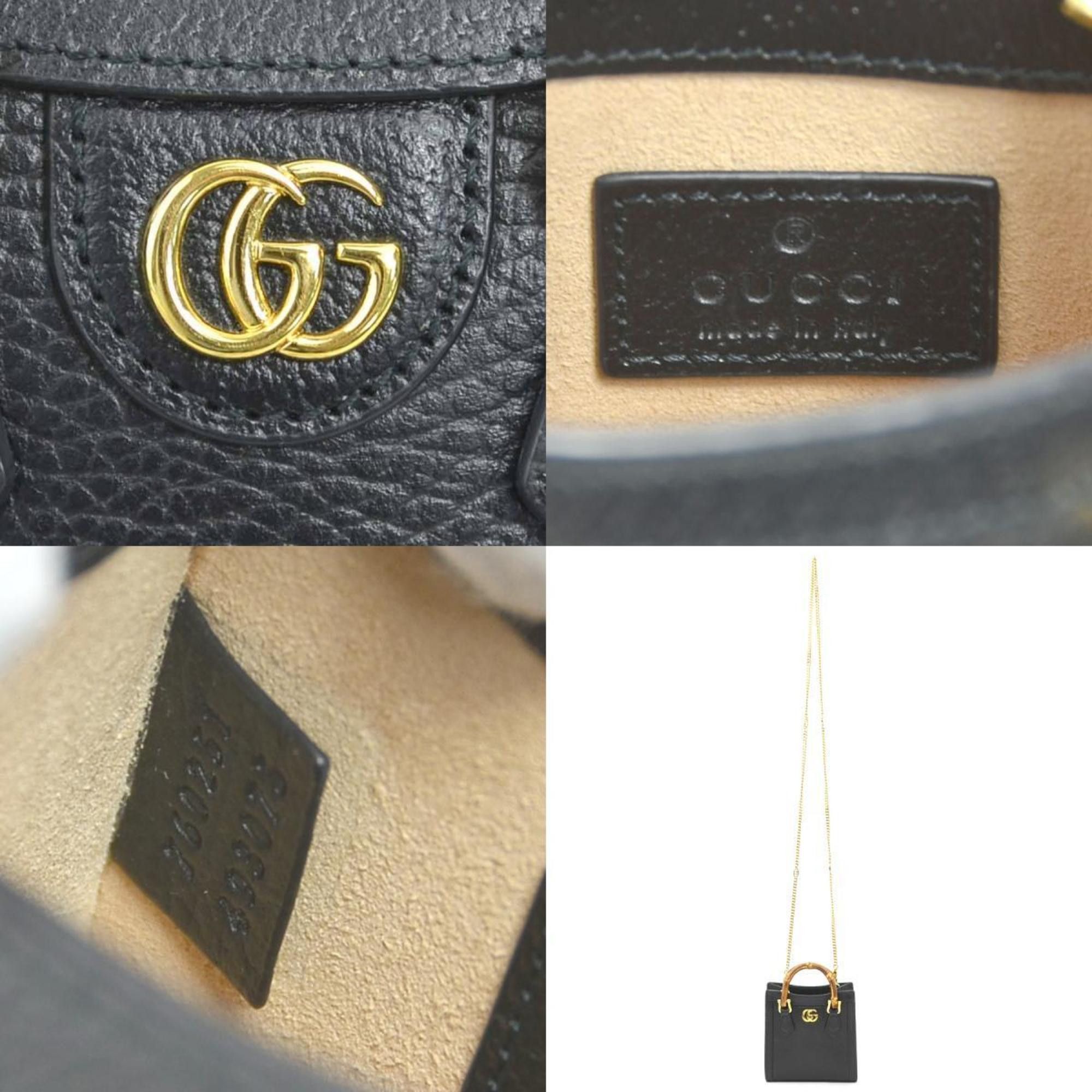 Gucci Gucci Diana Leather Shoulder Bag, Black, Women's, 760251 90229a Size ONE SIZE - 4 Thumbnail