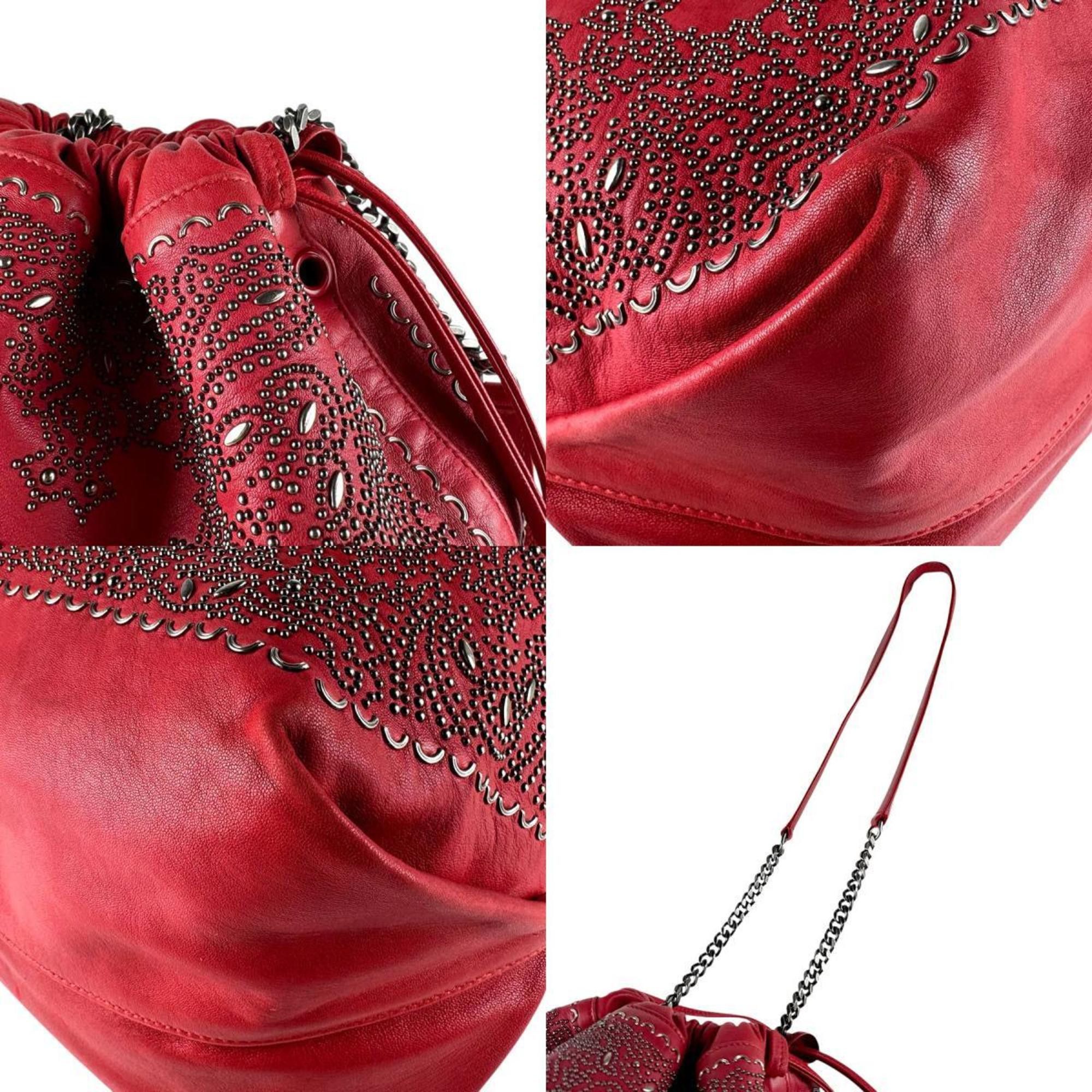 Saint Laurent Paris Saint Laurent shoulder bag in leather and metal, red, women's, z8254 Size ONE SIZE - 4 Thumbnail