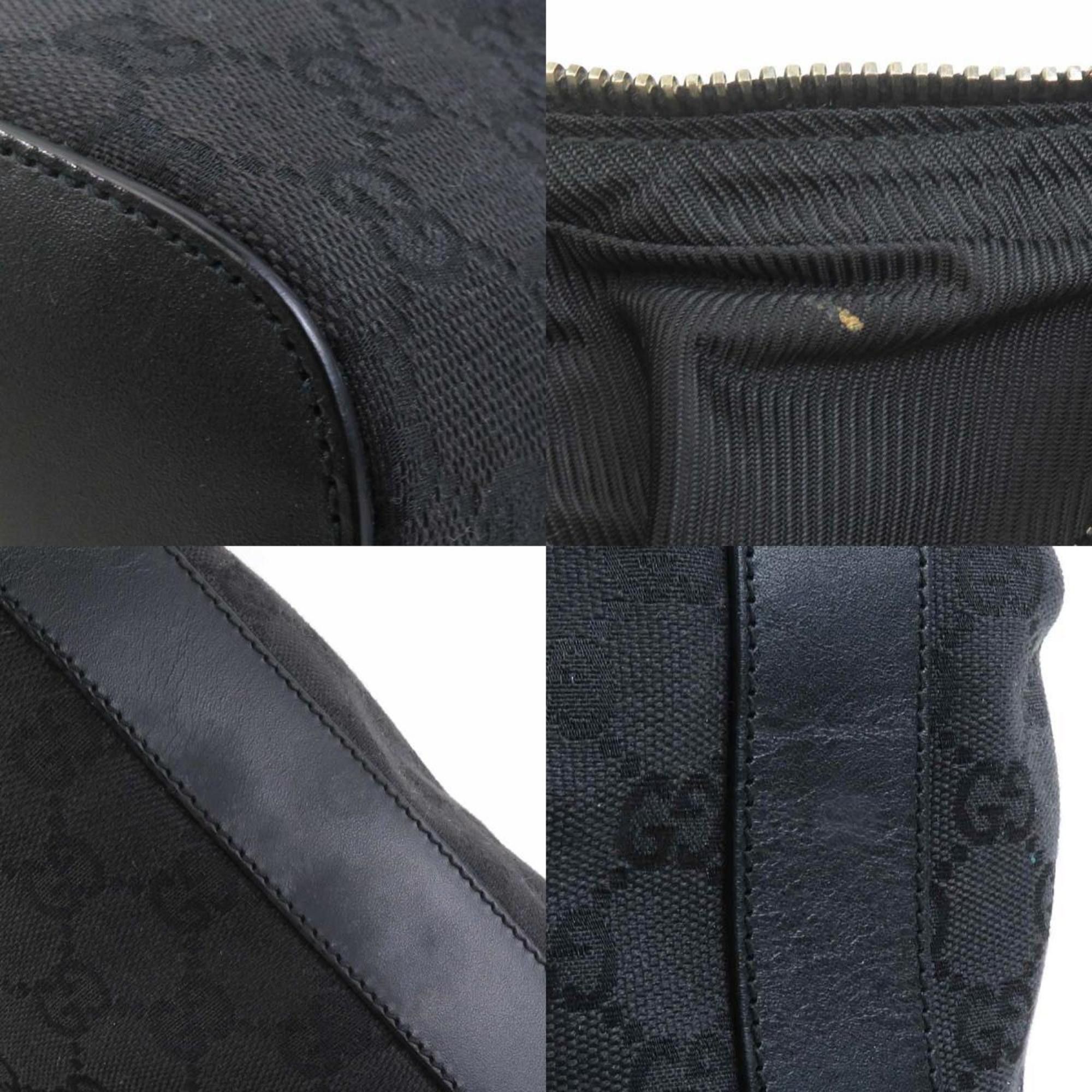 Gucci Shoulder Bag in GG Canvas/Leather, Black, Women's, h31813b