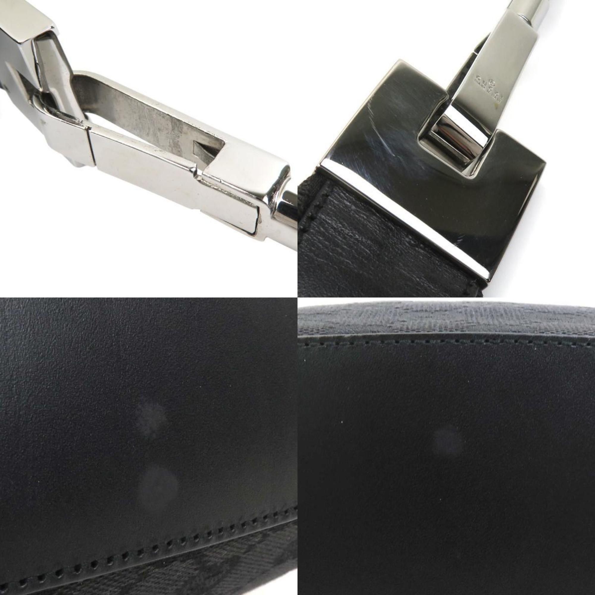 Gucci Shoulder Bag in GG Canvas/Leather, Black, Women's, h31813b