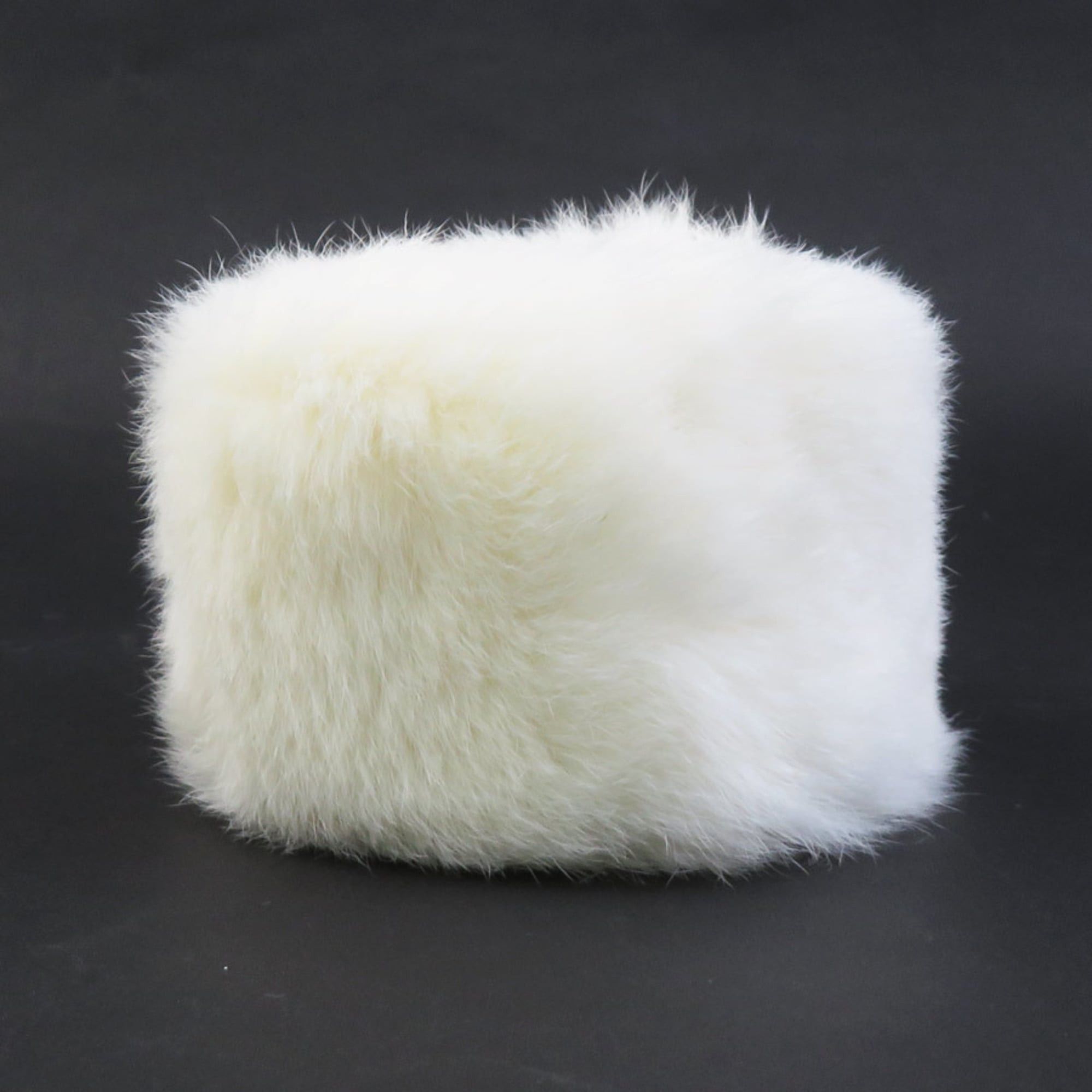 Chanel CHANEL Coco Mark Rabbit Fur Bracelet Wristband in Off-White and Silver, Women's, e61302g Size ONE SIZE - 3 Thumbnail