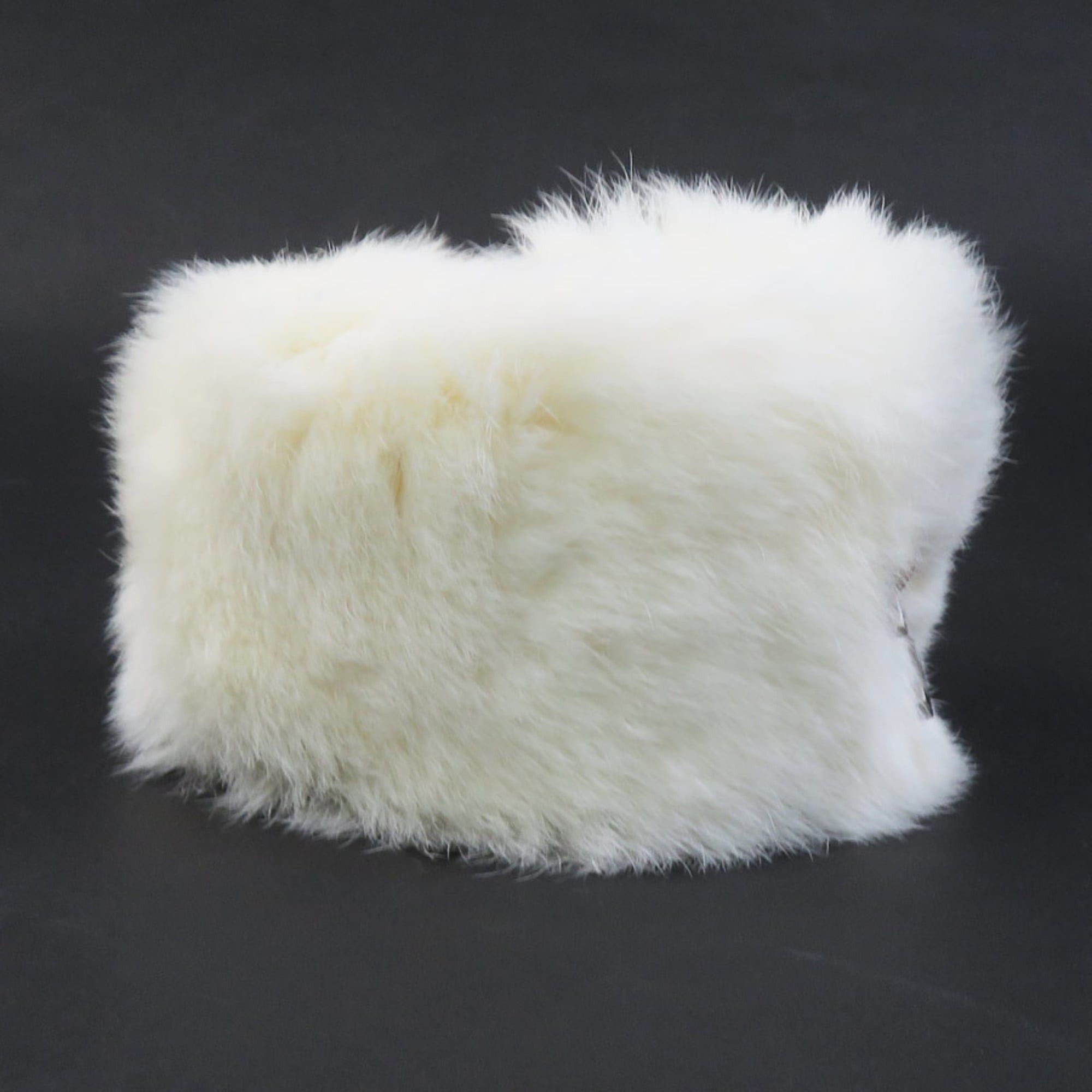 Chanel CHANEL Coco Mark Rabbit Fur Bracelet Wristband in Off-White and Silver, Women's, e61302g Size ONE SIZE - 2 Thumbnail