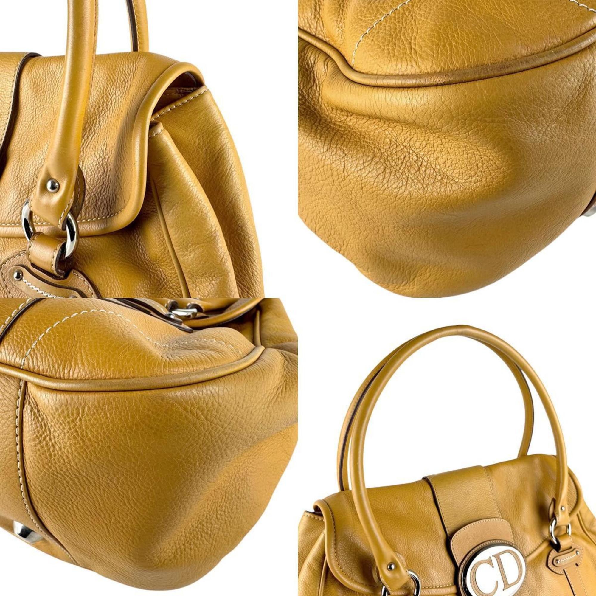 Dior Christian Dior Shoulder Bag, Leather, Mustard Yellow, Women's, Z8211 Size ONE SIZE - 4 Thumbnail