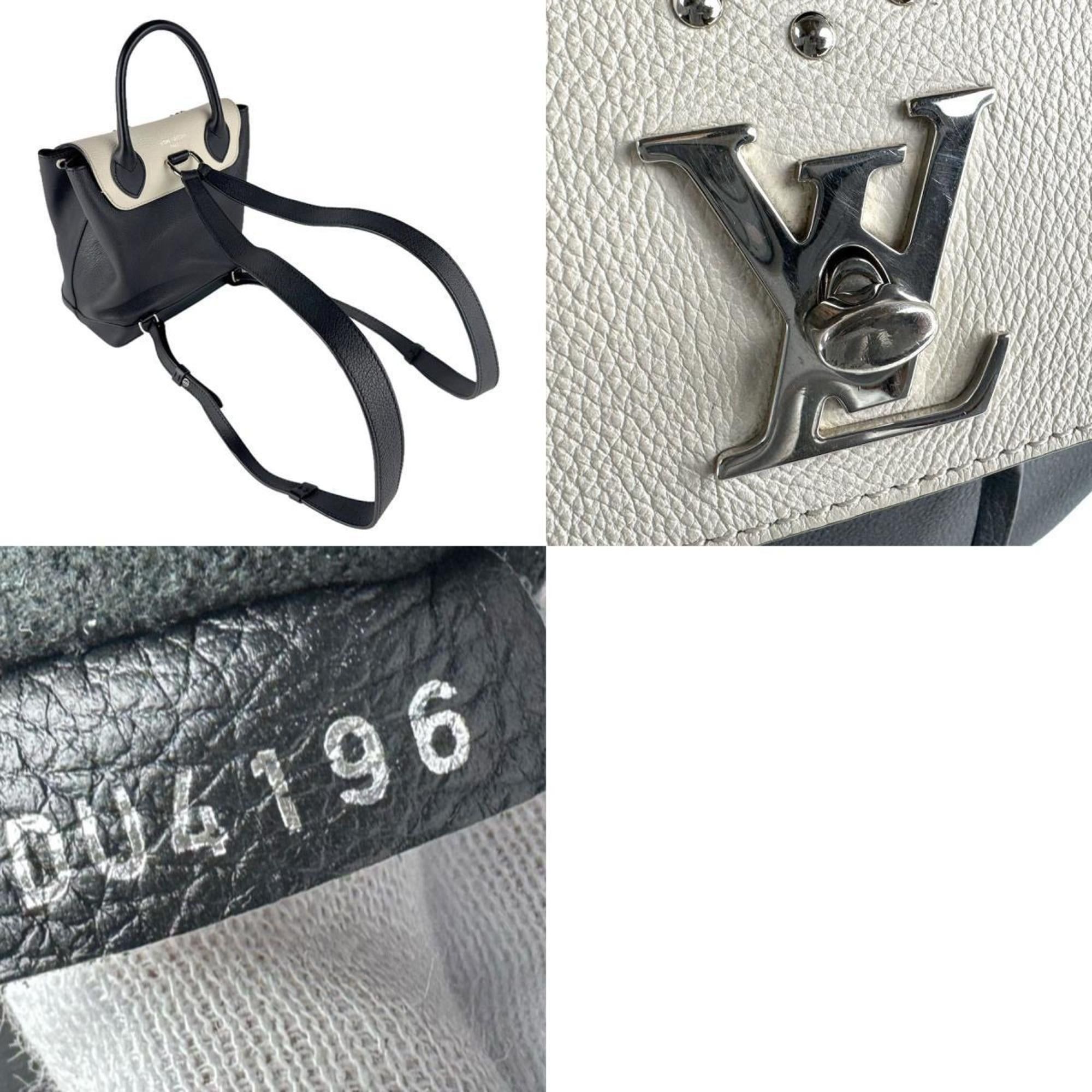 Louis Vuitton Louis Vuitton LockMe Backpack, Leather, Black/Off-White, Silver/Gold, Women's, M54108 z8235 Size ONE SIZE - 5 Thumbnail