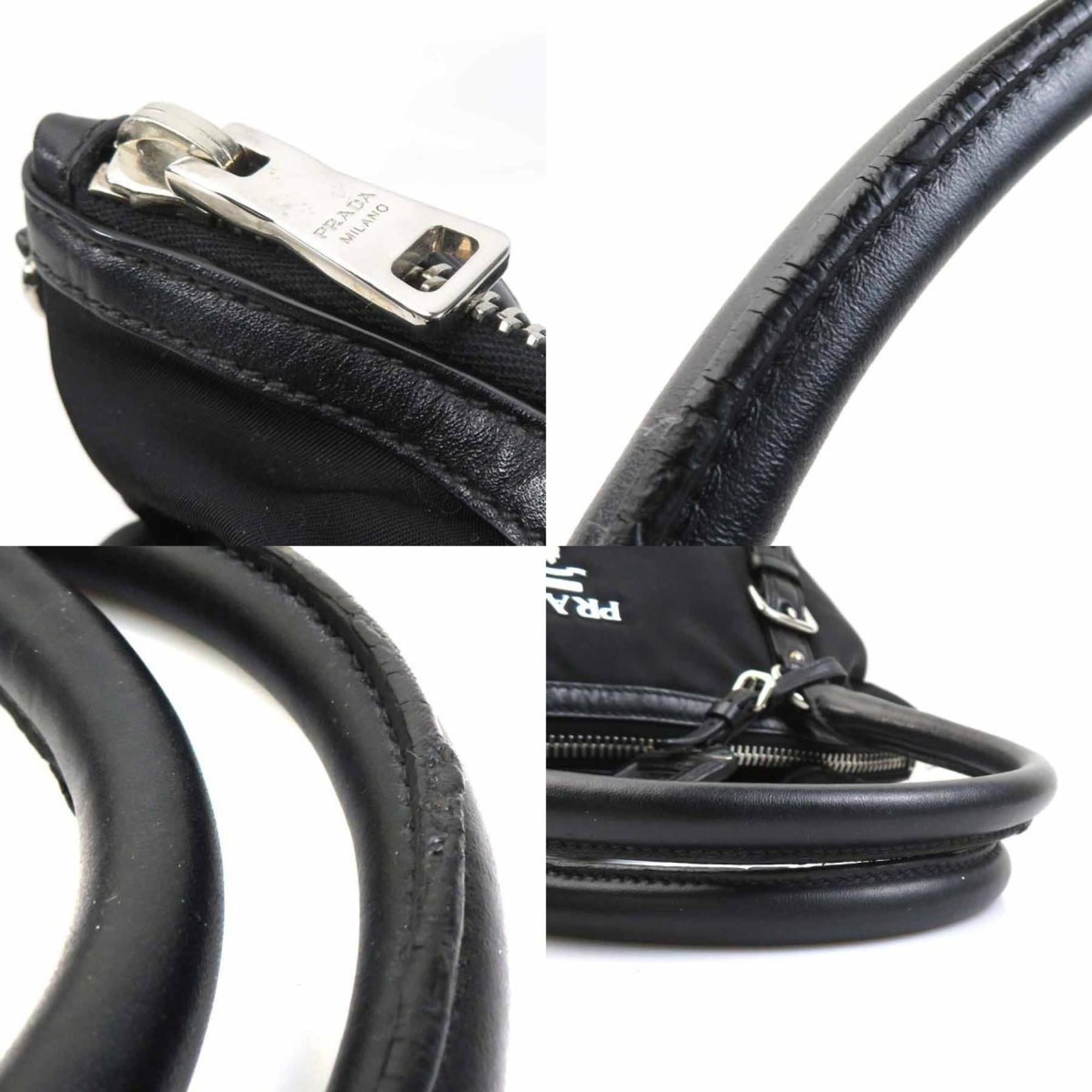 Prada Prada Handbag Shoulder Bag Nylon/Leather Black Silver Women's e61271k Size ONE SIZE - 4 Thumbnail