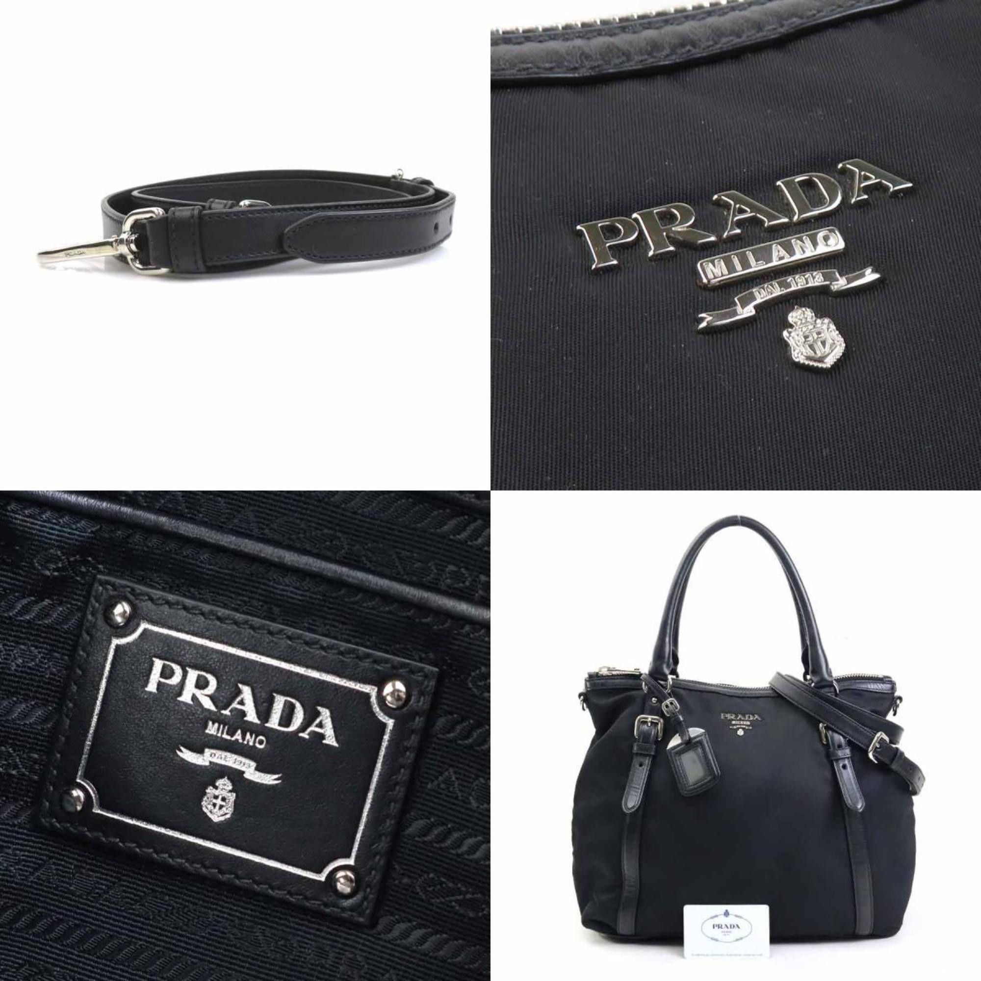 Prada Prada Handbag Shoulder Bag Nylon/Leather Black Silver Women's e61271k Size ONE SIZE - 5 Thumbnail