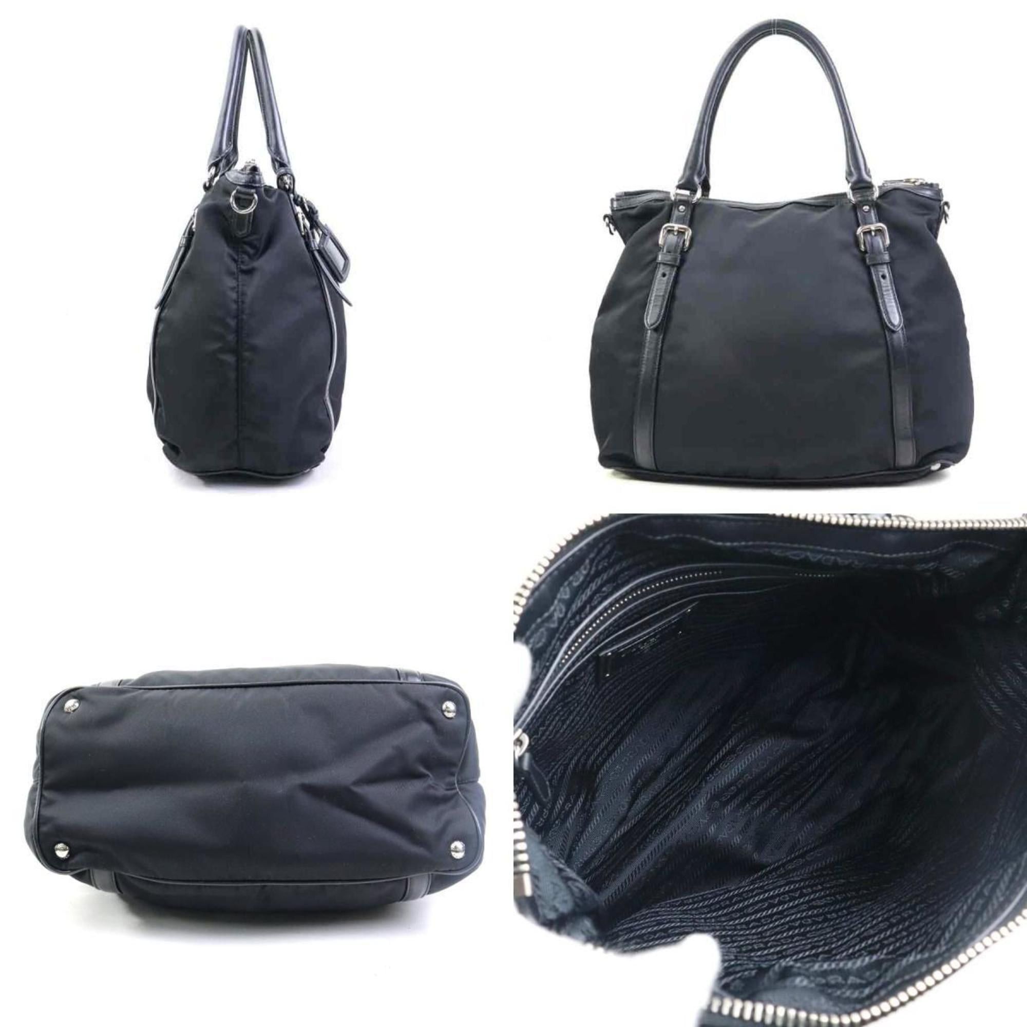 Prada Prada Handbag Shoulder Bag Nylon/Leather Black Silver Women's e61271k Size ONE SIZE - 2 Thumbnail