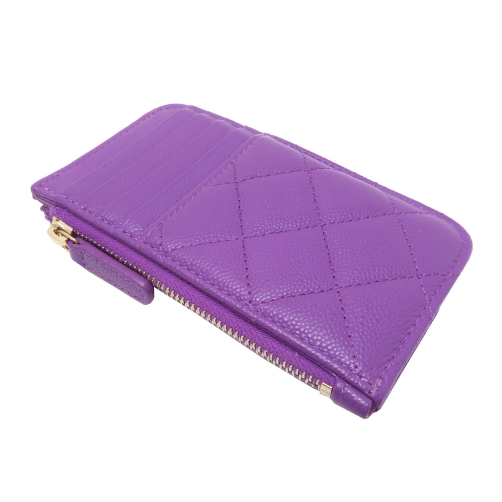 Chanel Chanel Fragment Wallet/Coin Case Women's Business Card AP2570 Caviar Leather Purple Size ONE SIZE - 3 Thumbnail