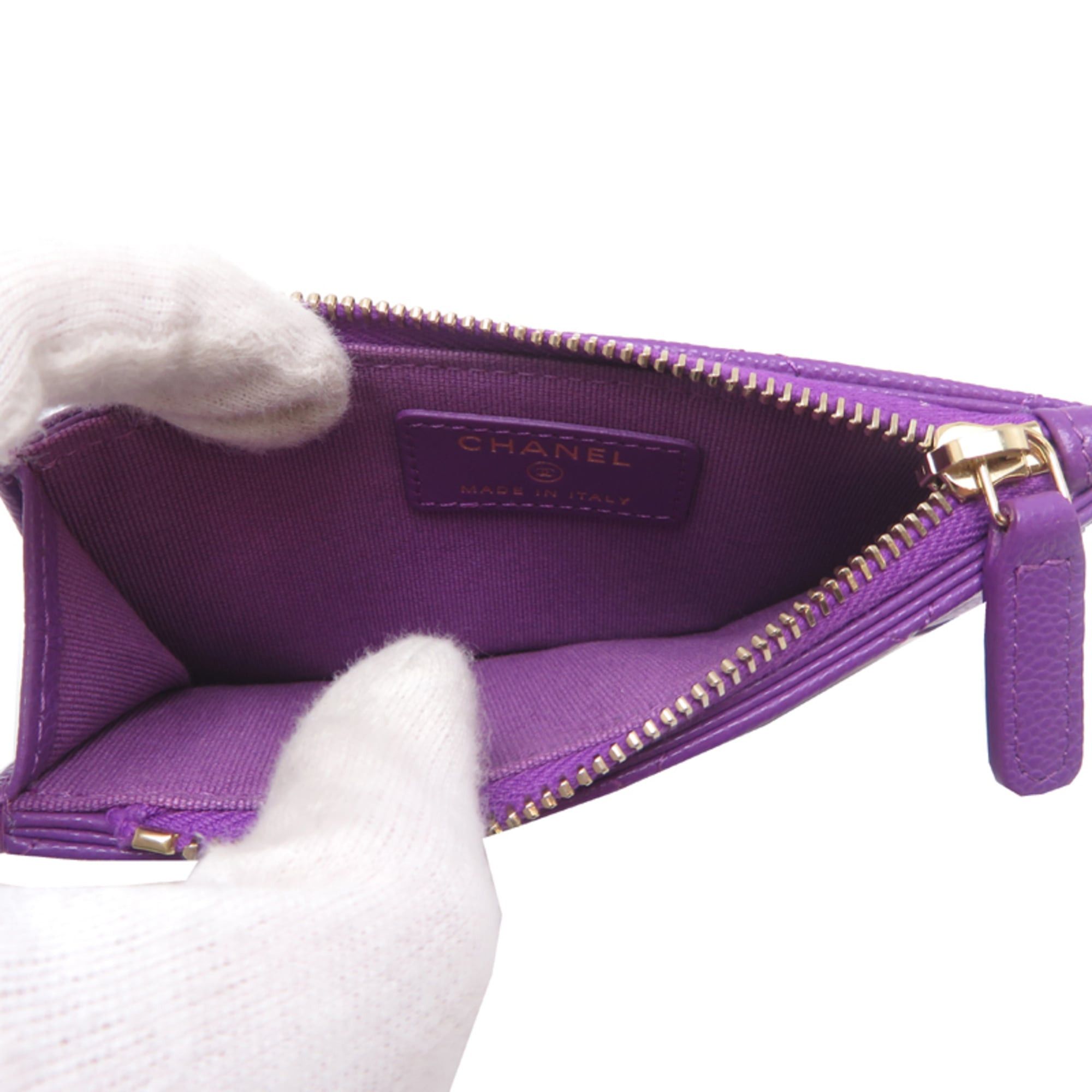 Chanel Chanel Fragment Wallet/Coin Case Women's Business Card AP2570 Caviar Leather Purple Size ONE SIZE - 4 Thumbnail