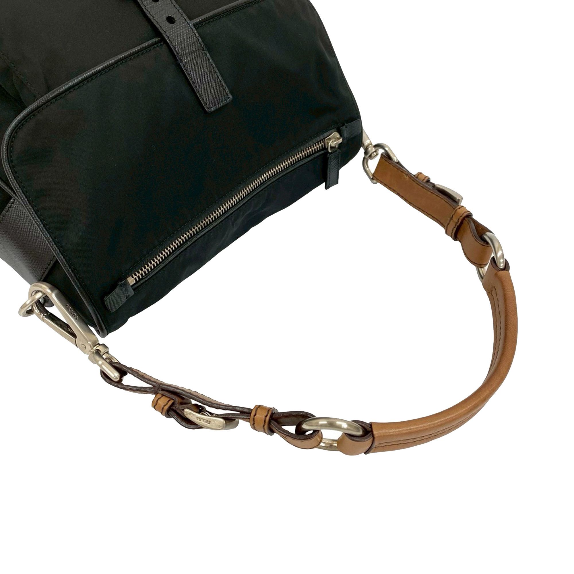Prada Prada Saffiano Trimmed Tessuto Shoulder Bag Size ONE SIZE - 9 Thumbnail