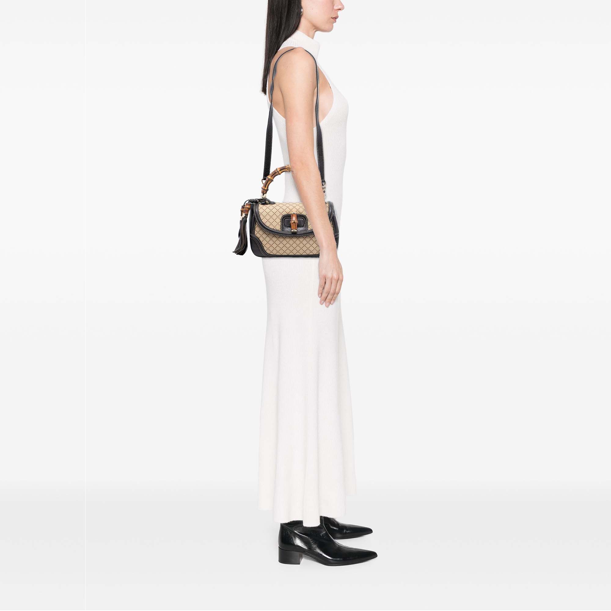 Gucci Gucci Medium Diamante Canvas New Bamboo Satchel Size ONE SIZE - 7 Thumbnail