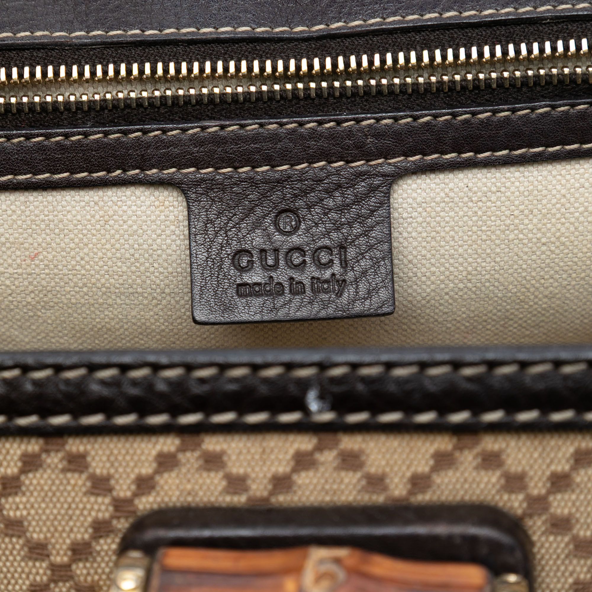 Gucci Gucci Medium Diamante Canvas New Bamboo Satchel Size ONE SIZE - 5 Thumbnail