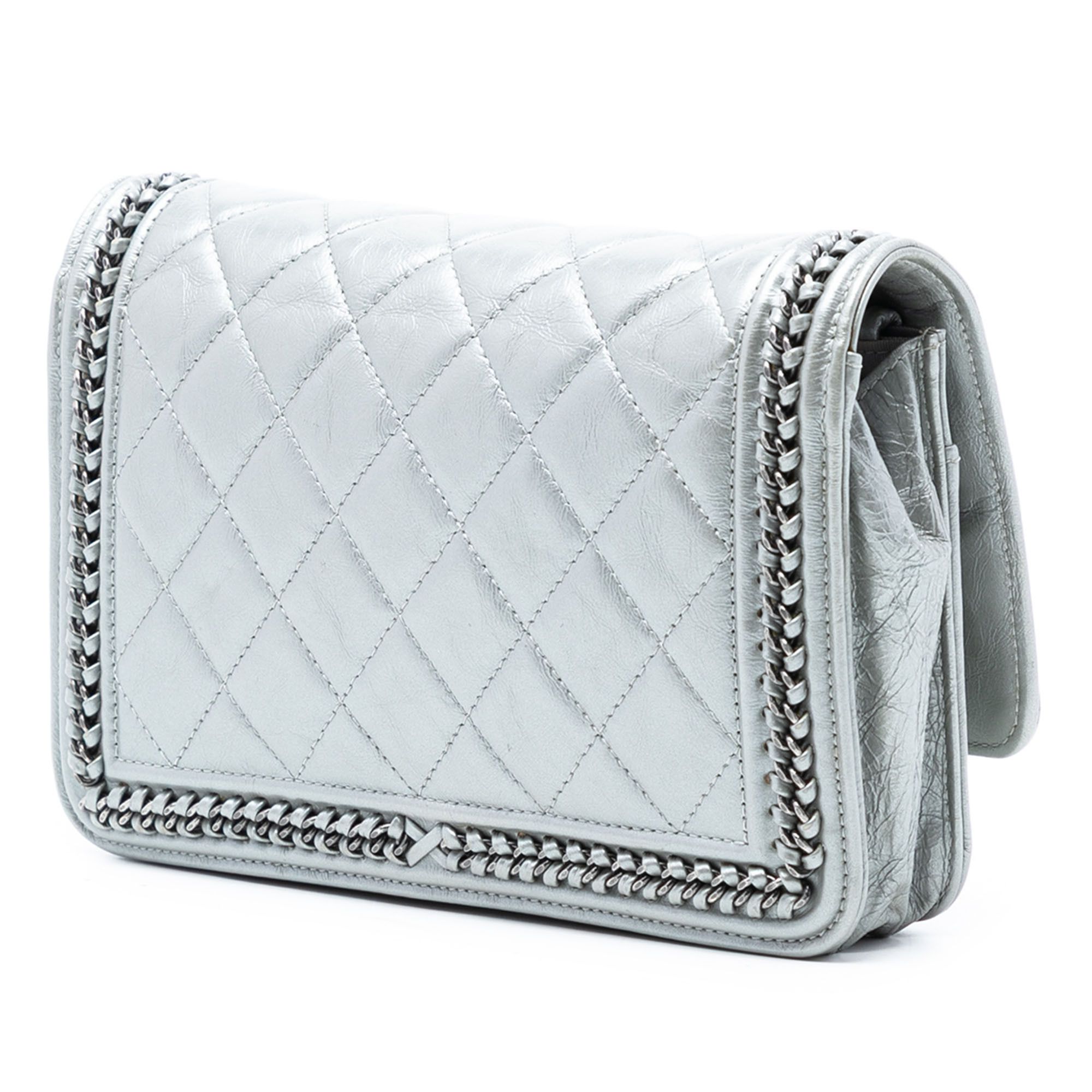 Chanel Chanel Quilted Crinkled Metallic Calfskin Boy Piped Wallet On Chain Size ONE SIZE - 2 Thumbnail