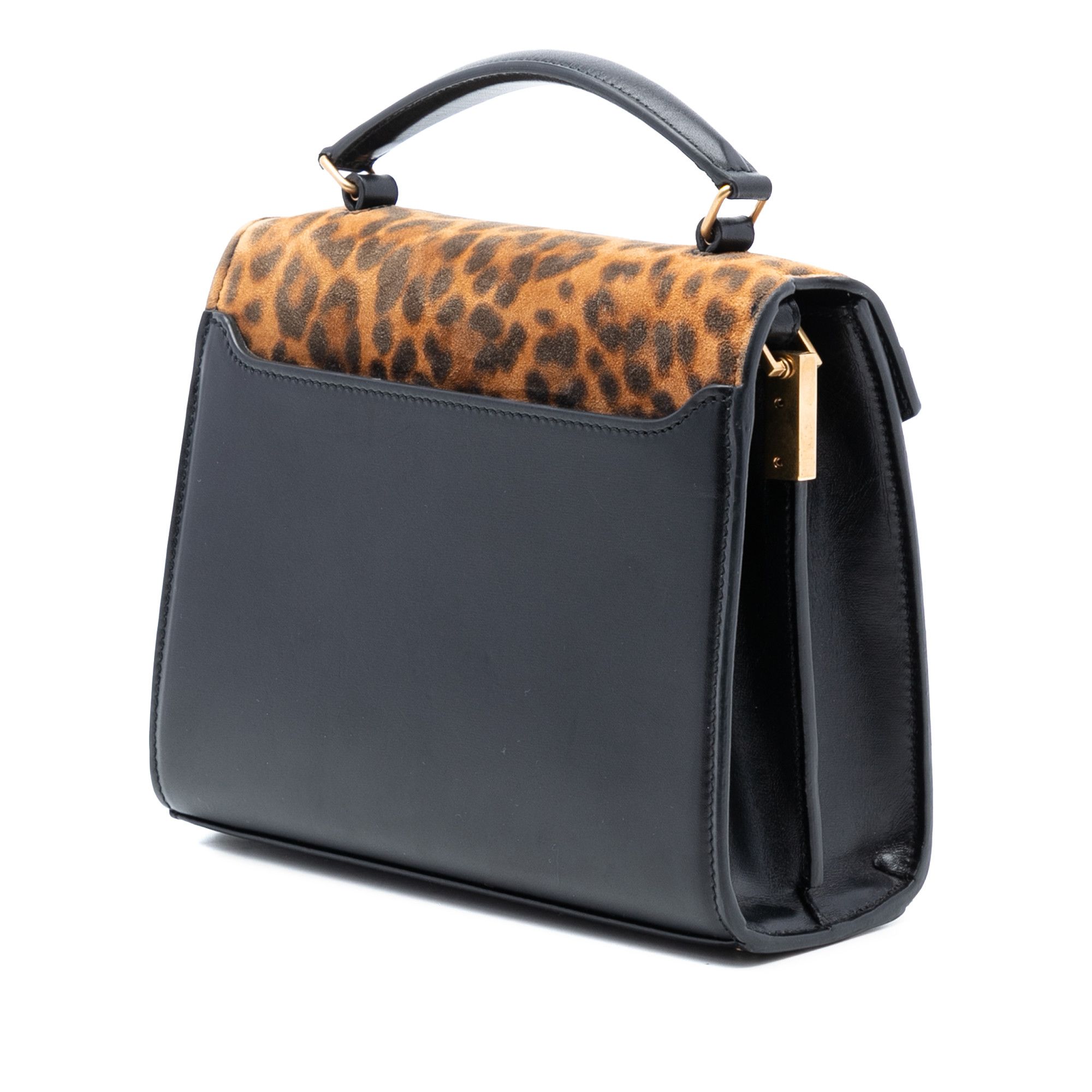 Yves Saint Laurent Yves Saint Laurent Mini Suede Leopard Print Monogram Cassandra Top Handle Bag Size ONE SIZE - 2 Thumbnail