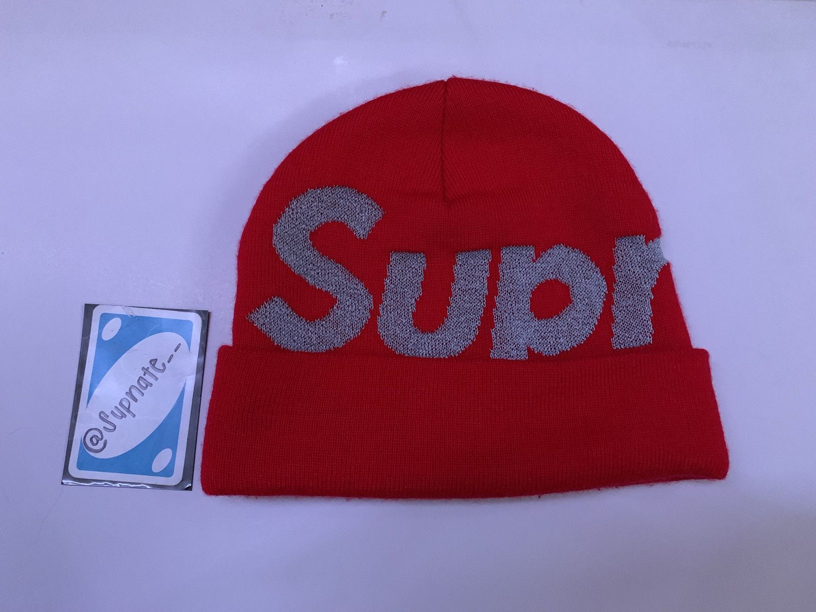 Reflective big logo beanie sales