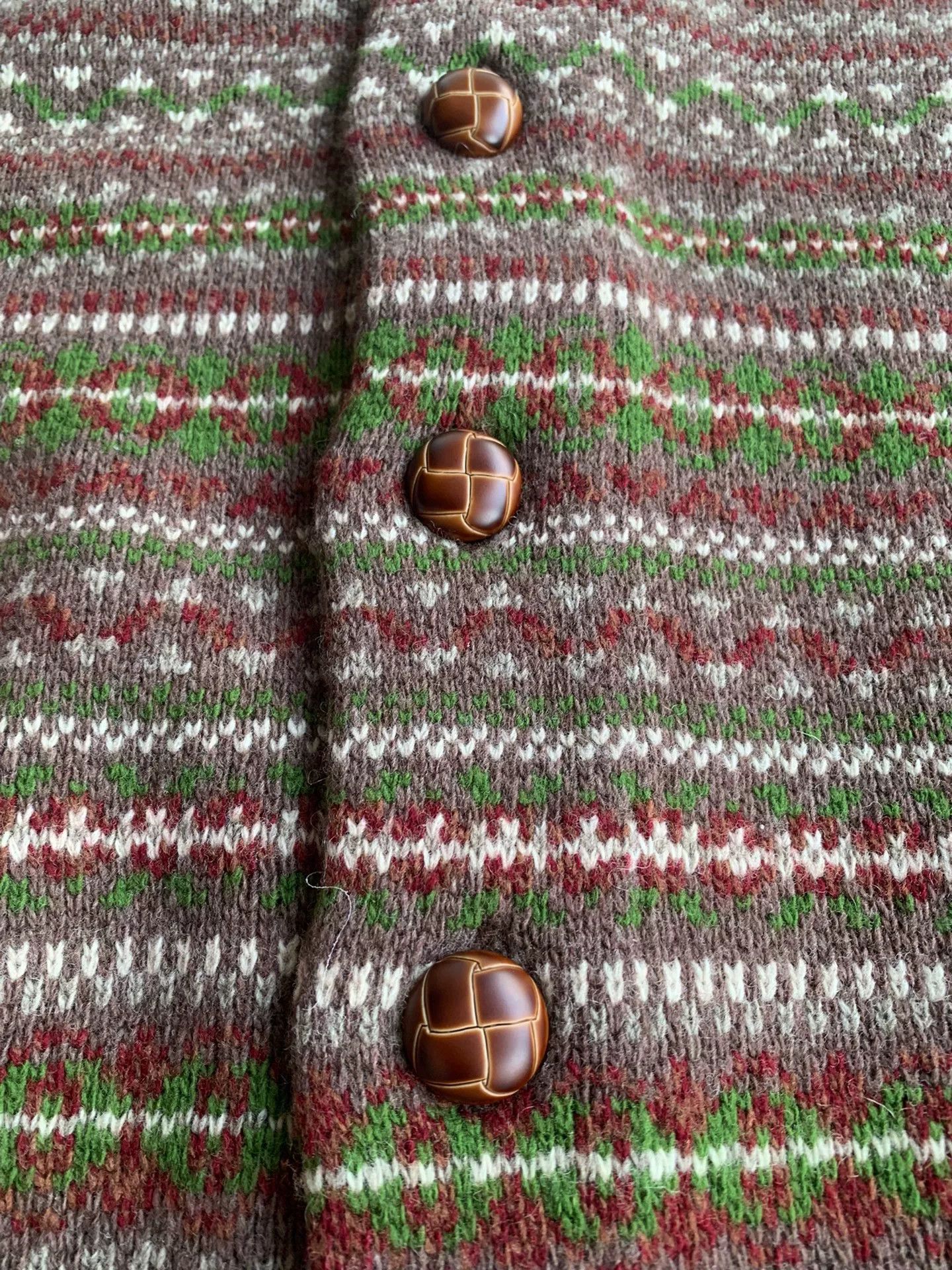 Japanese Brand brown patterned wool cardigan with shawl collar Size US L / EU 52-54 / 3 - 3 Thumbnail