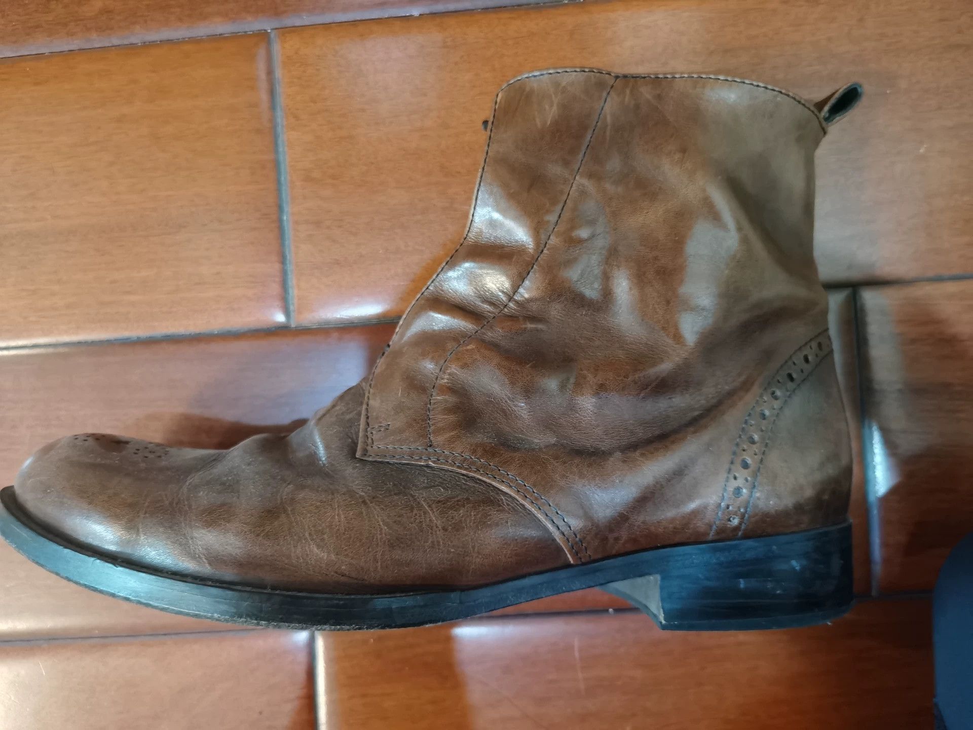Japanese Brand embossed leather zip-up boots by RICO Size US 8 / EU 41 - 4 Thumbnail