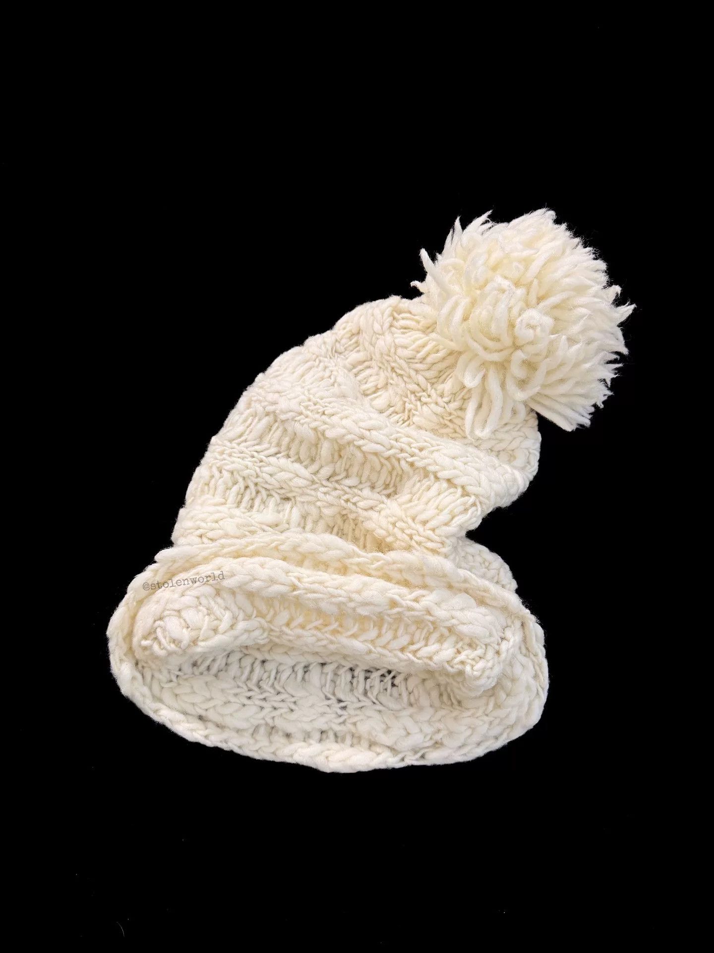 Vintage cute cream knit pom pom beanie Size ONE SIZE - 8 Thumbnail