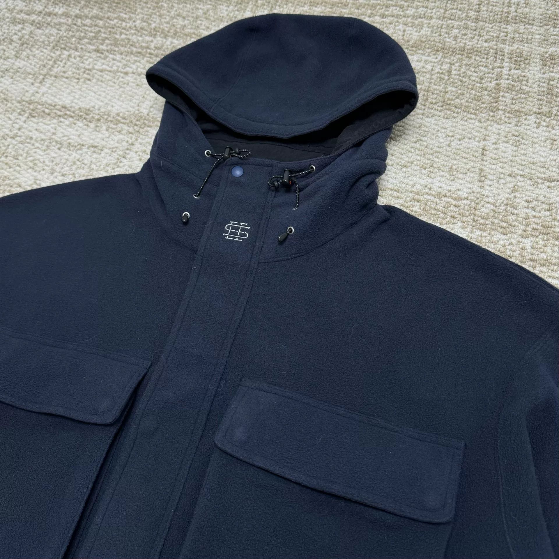 Japanese Brand navy fleece hooded jacket with pockets Size US XXL / EU 58 / 5 - 2 Thumbnail