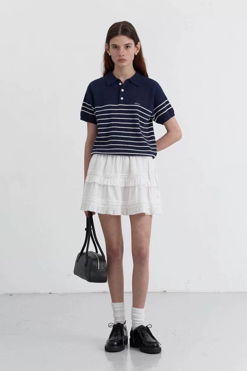 Japanese Brand new dunst shirring ruffle tiered skirt Size 23" - 7 Thumbnail