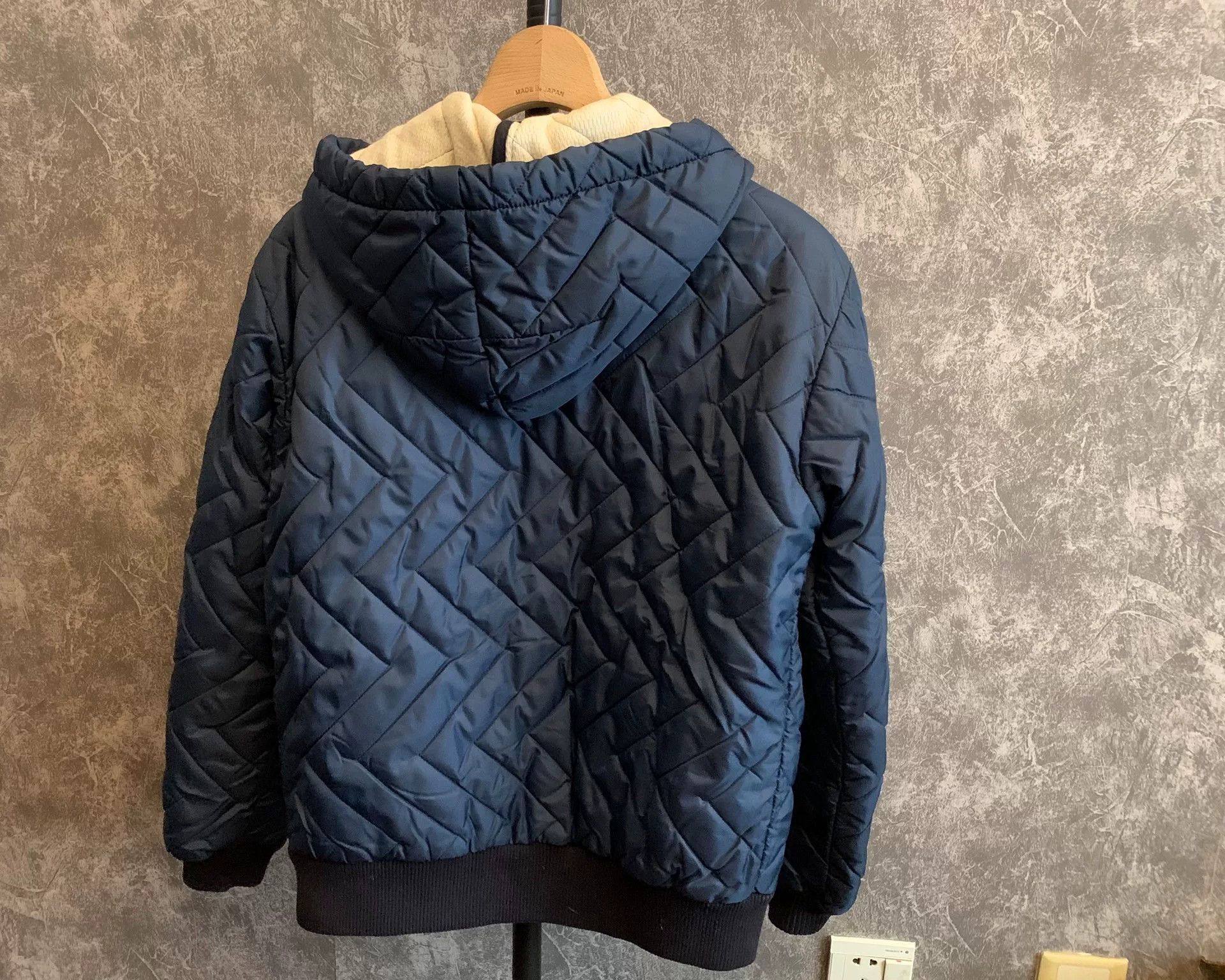 Japanese Brand navy quilted hooded jacket with fleece lining Size US S / EU 44-46 / 1 - 3 Thumbnail