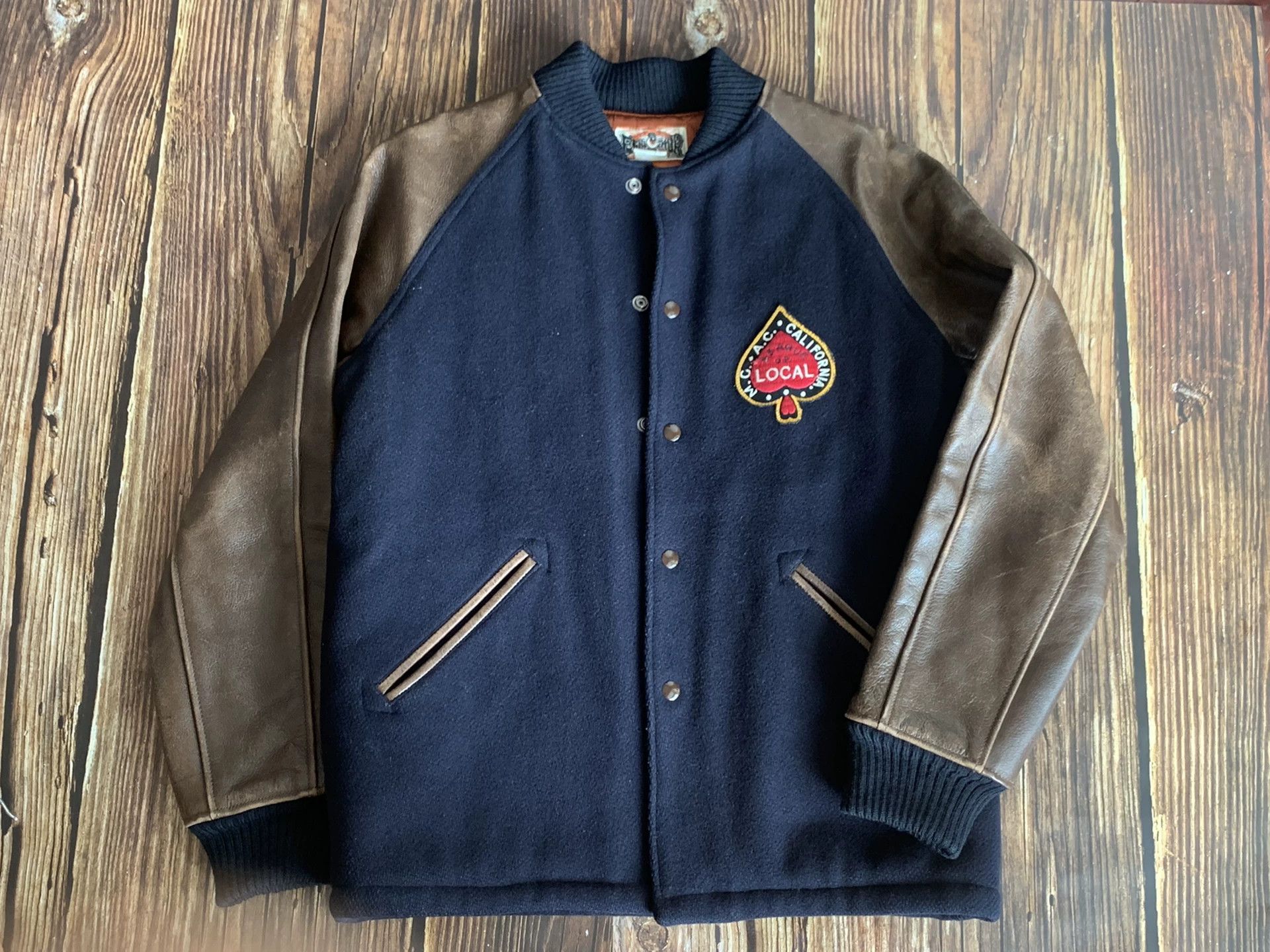 Japanese Brand bootleggers cotton jacket with leather sleeves Size US L / EU 52-54 / 3 - 2 Thumbnail