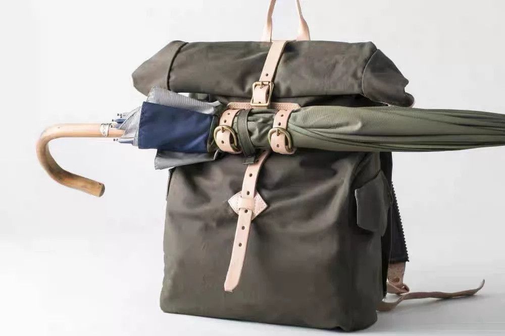 Japanese Brand stylish waterproof backpack with leather accents Size ONE SIZE - 2 Thumbnail