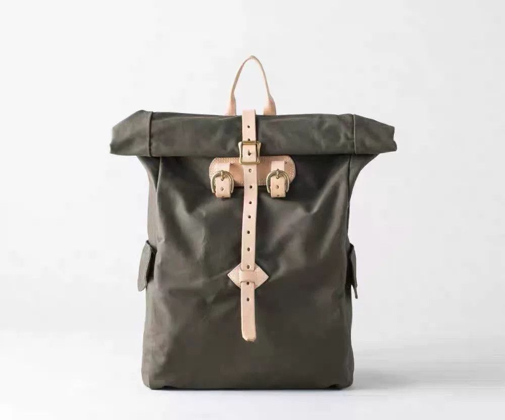 Japanese Brand stylish waterproof backpack with leather accents Size ONE SIZE - 4 Thumbnail
