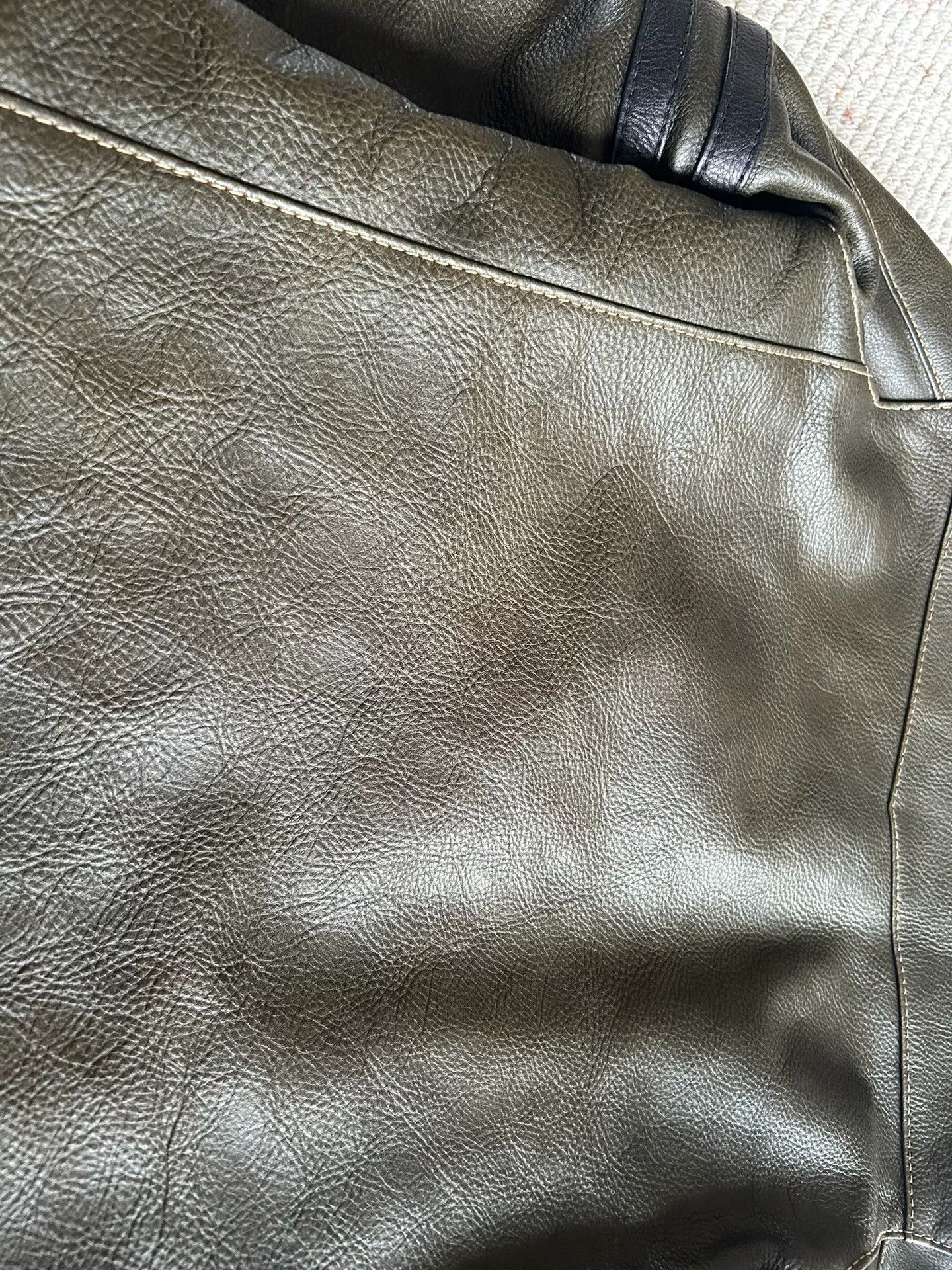 Japanese Brand olive green leather motorcycle jacket Size US M / EU 48-50 / 2 - 5 Thumbnail