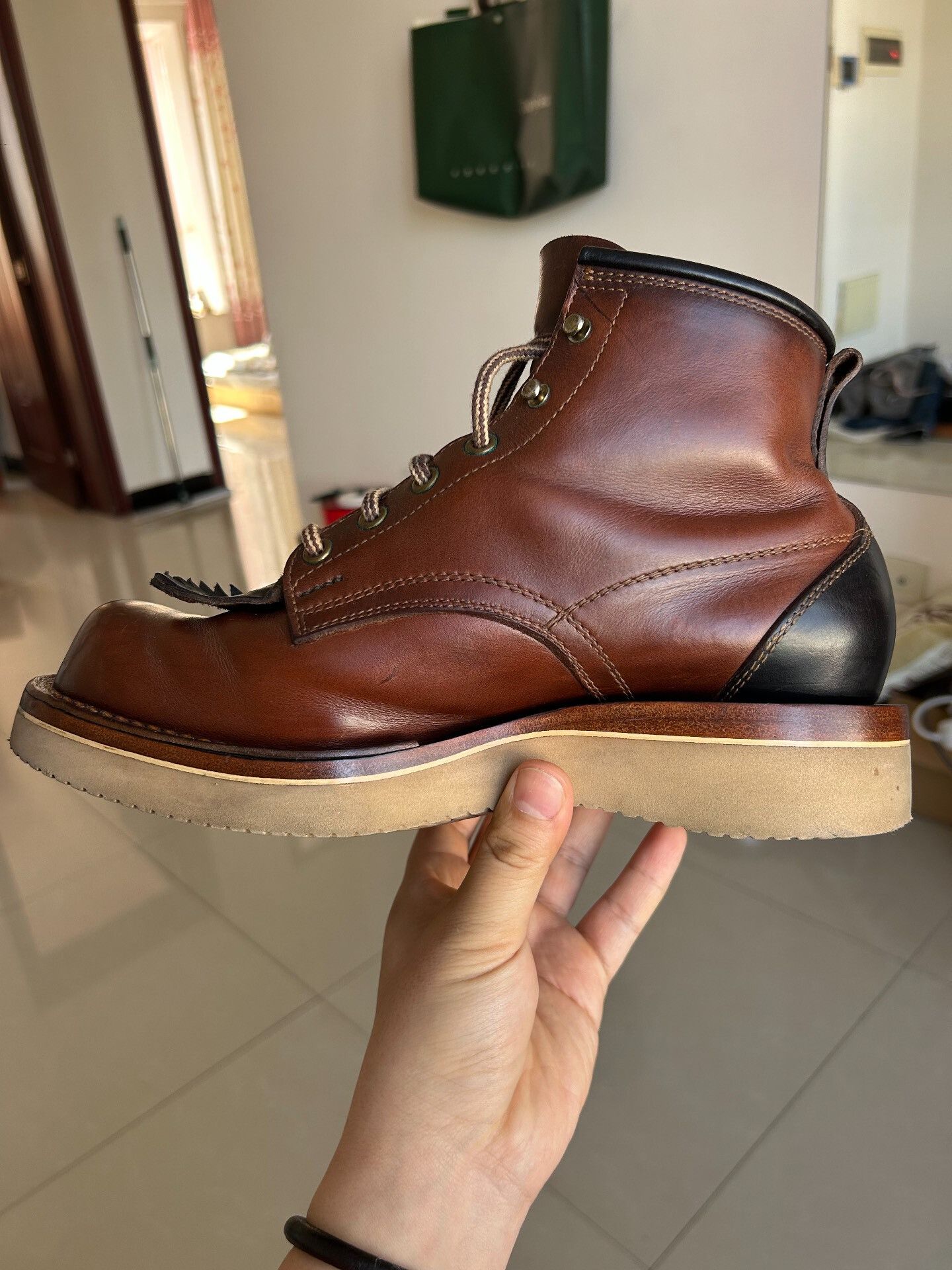Japanese Brand unique brown leather boots with distinctive design Size US 7 / EU 40 - 6 Thumbnail