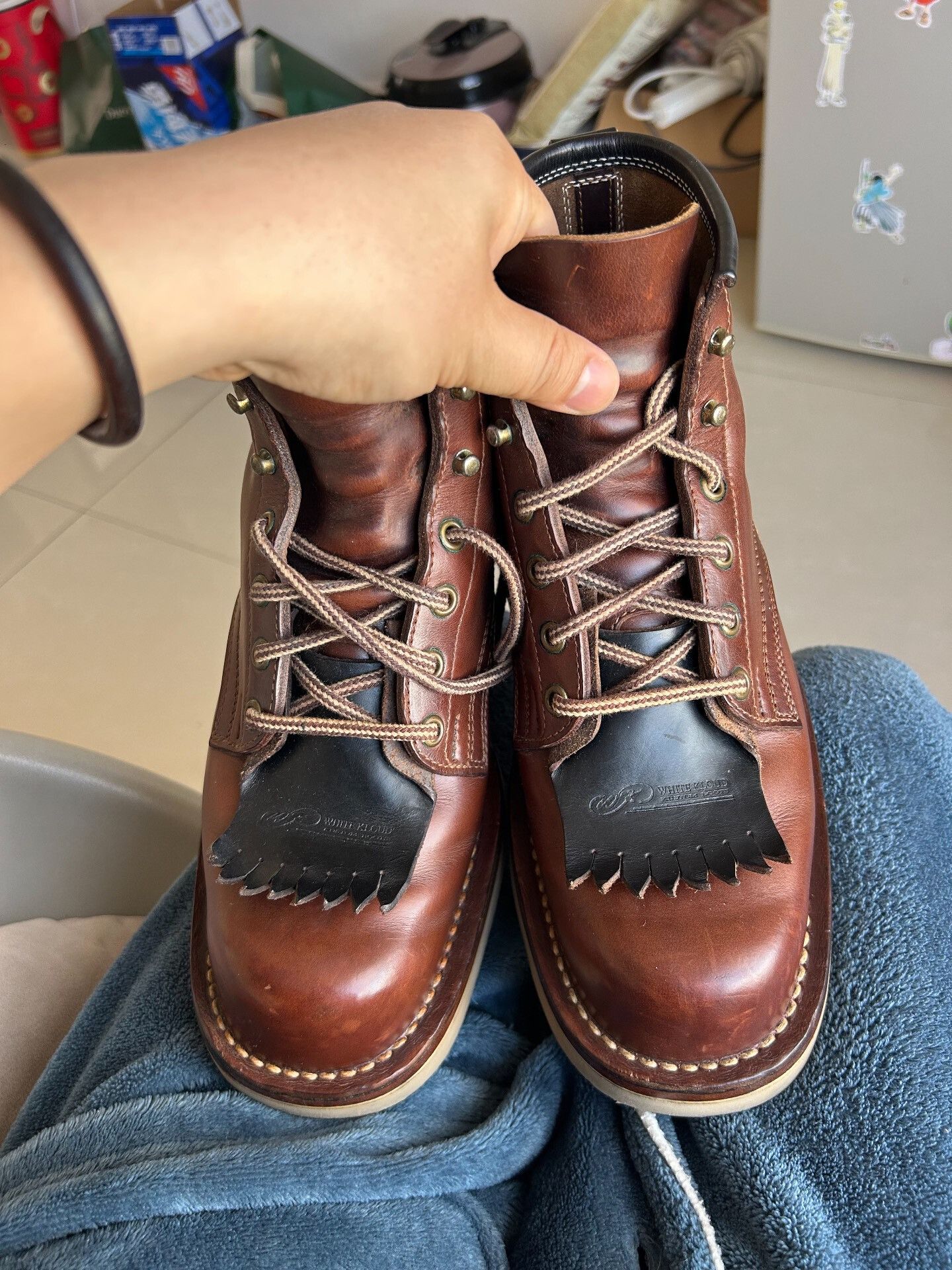 Japanese Brand unique brown leather boots with distinctive design Size US 7 / EU 40 - 2 Thumbnail