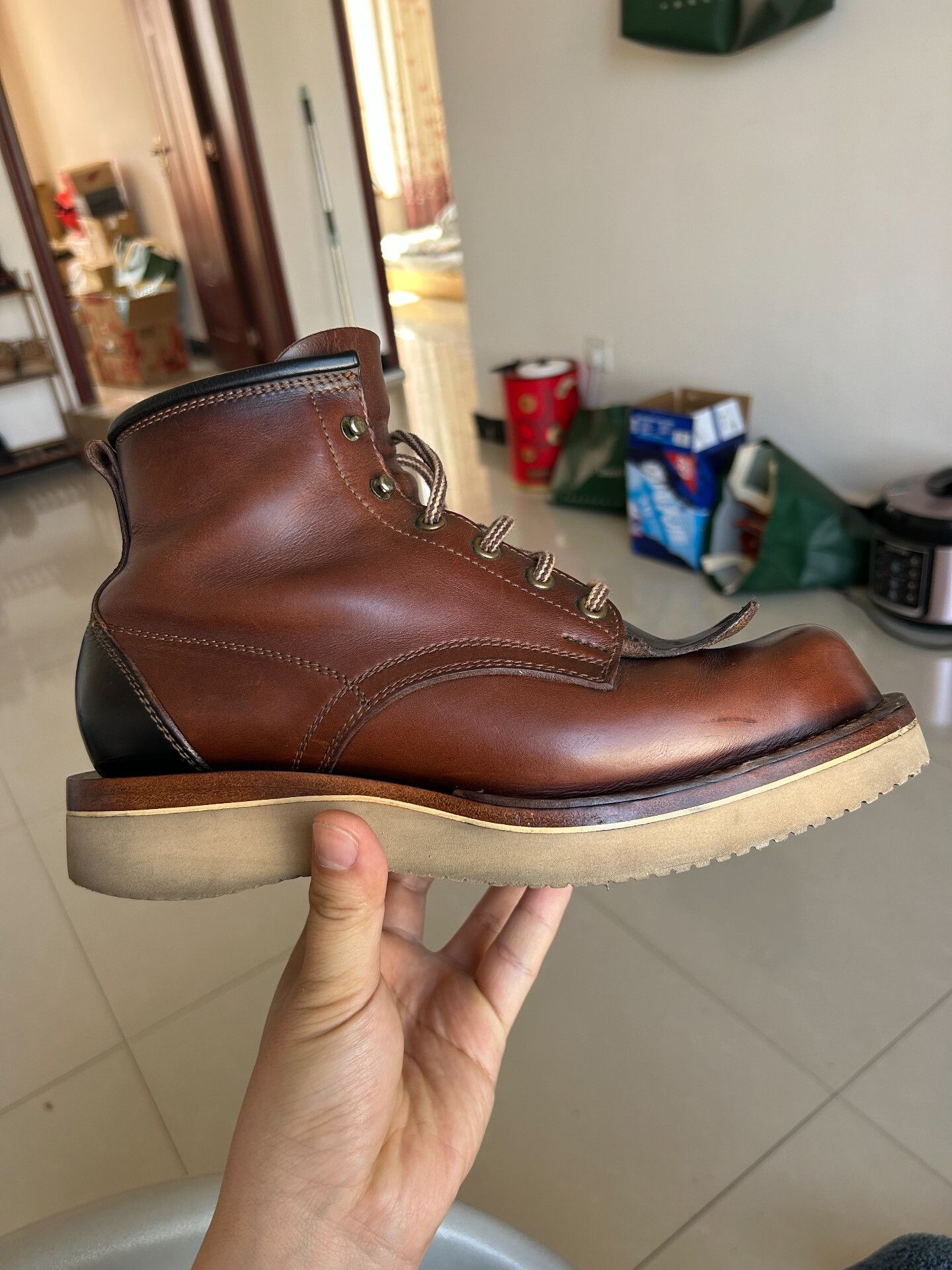 Japanese Brand unique brown leather boots with distinctive design Size US 7 / EU 40 - 5 Thumbnail