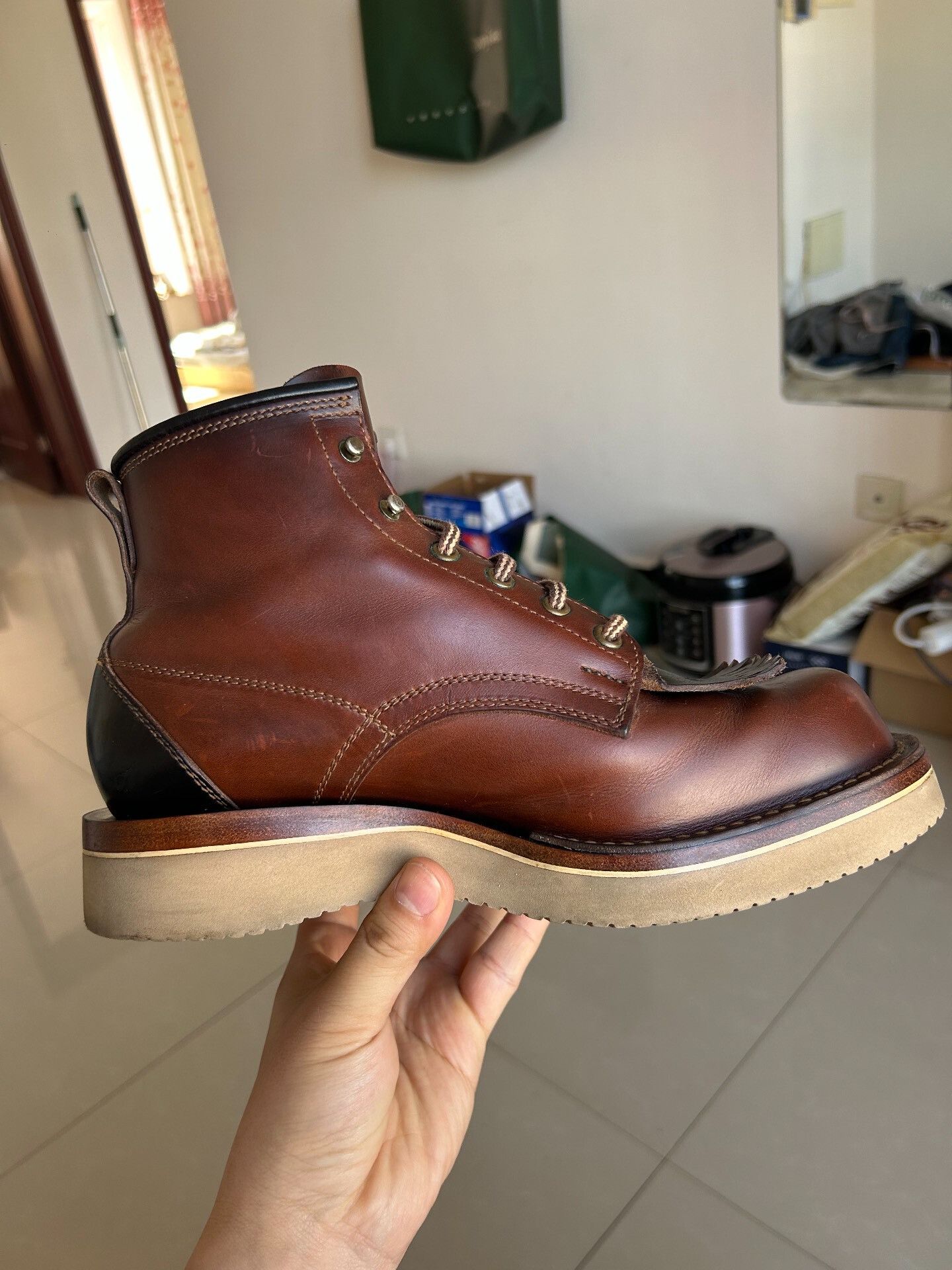 Japanese Brand unique brown leather boots with distinctive design Size US 7 / EU 40 - 4 Thumbnail