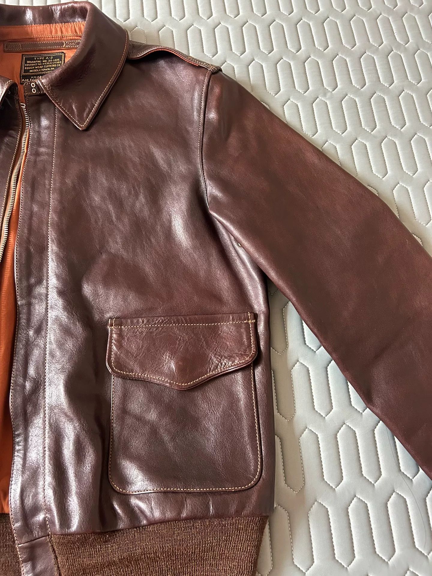 Japanese Brand soft brown A2 pilot jacket with colorful details Size US M / EU 48-50 / 2 - 3 Thumbnail