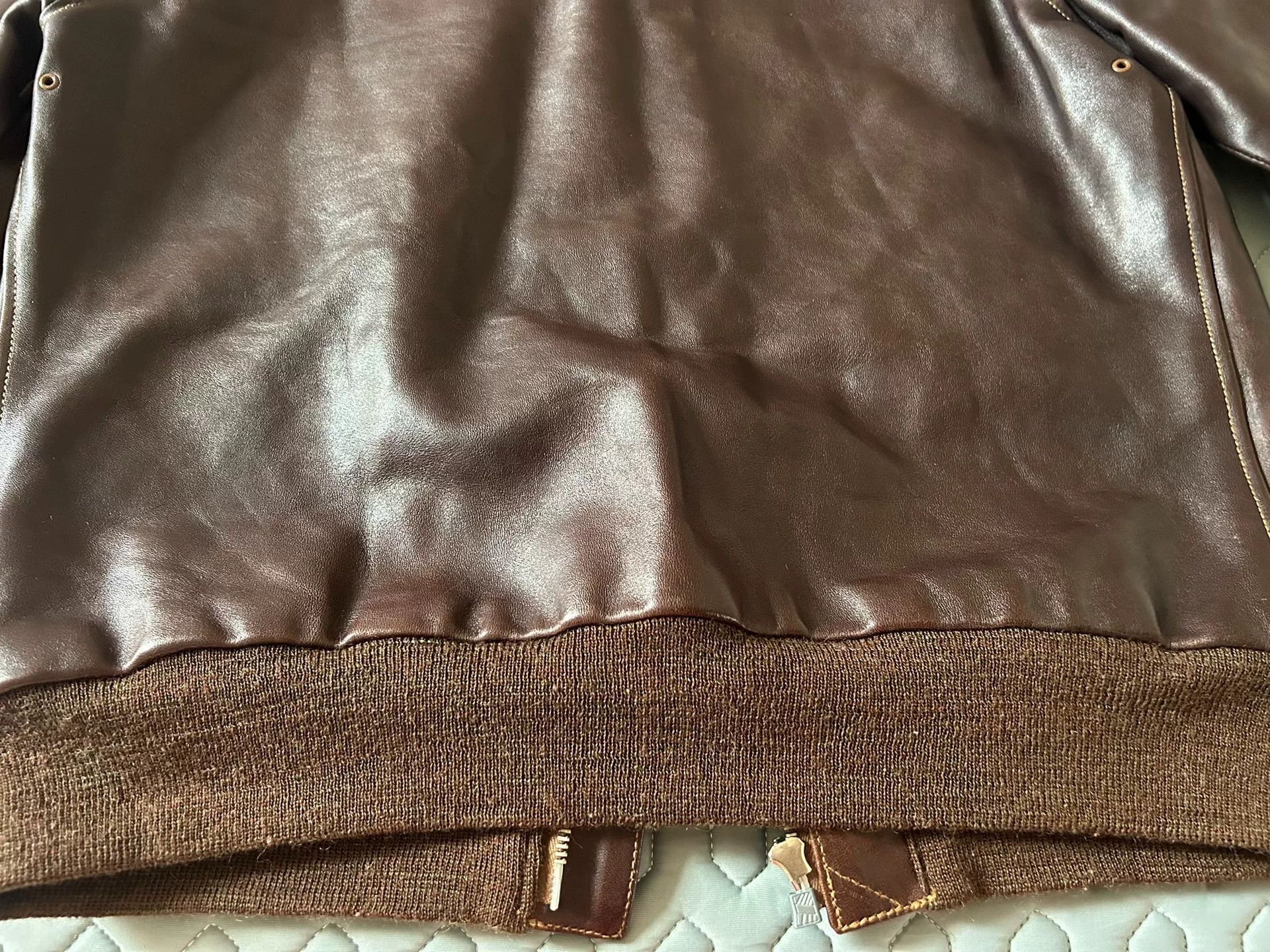 Japanese Brand soft brown A2 pilot jacket with colorful details Size US M / EU 48-50 / 2 - 6 Thumbnail