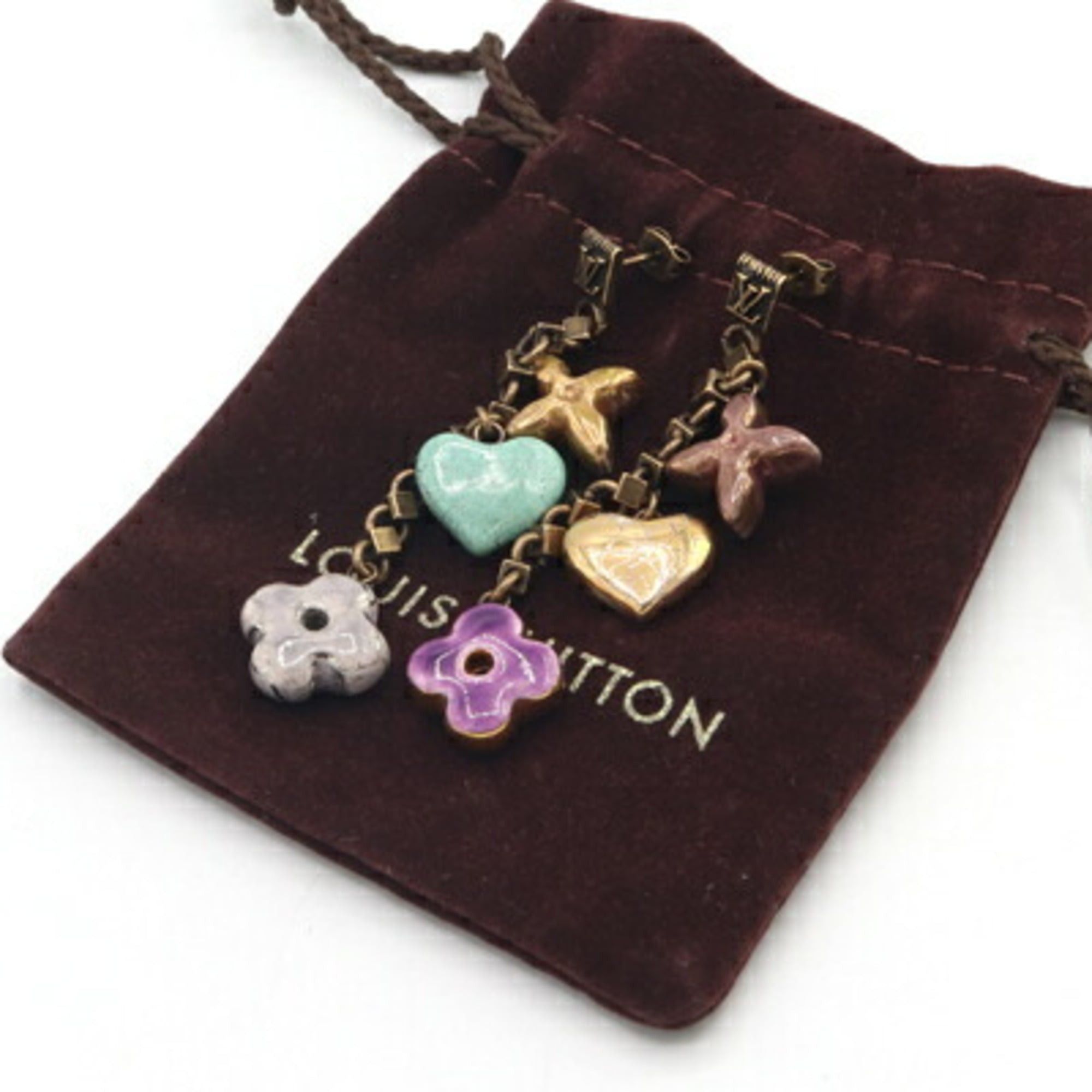 Louis Vuitton Louis Vuitton Boucle d'oreille Charm Baroque Earrings M65545 Brass and Ceramic LV Heart Women's LOUIS VUITTON Size ONE SIZE - 6 Thumbnail