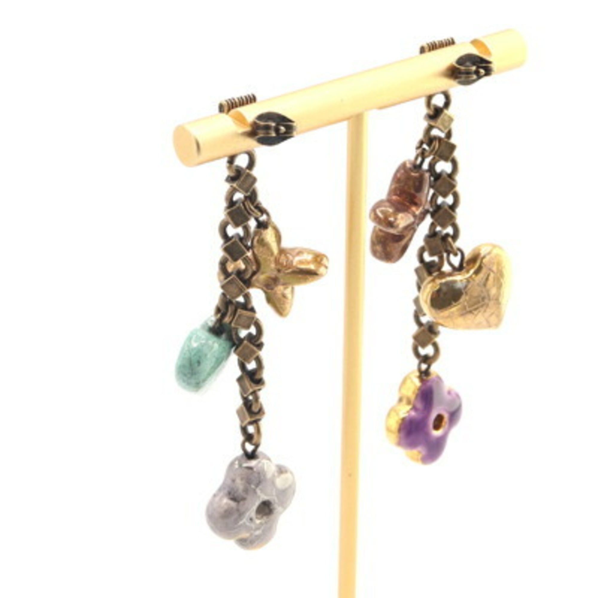 Louis Vuitton Louis Vuitton Boucle d'oreille Charm Baroque Earrings M65545 Brass and Ceramic LV Heart Women's LOUIS VUITTON Size ONE SIZE - 2 Thumbnail