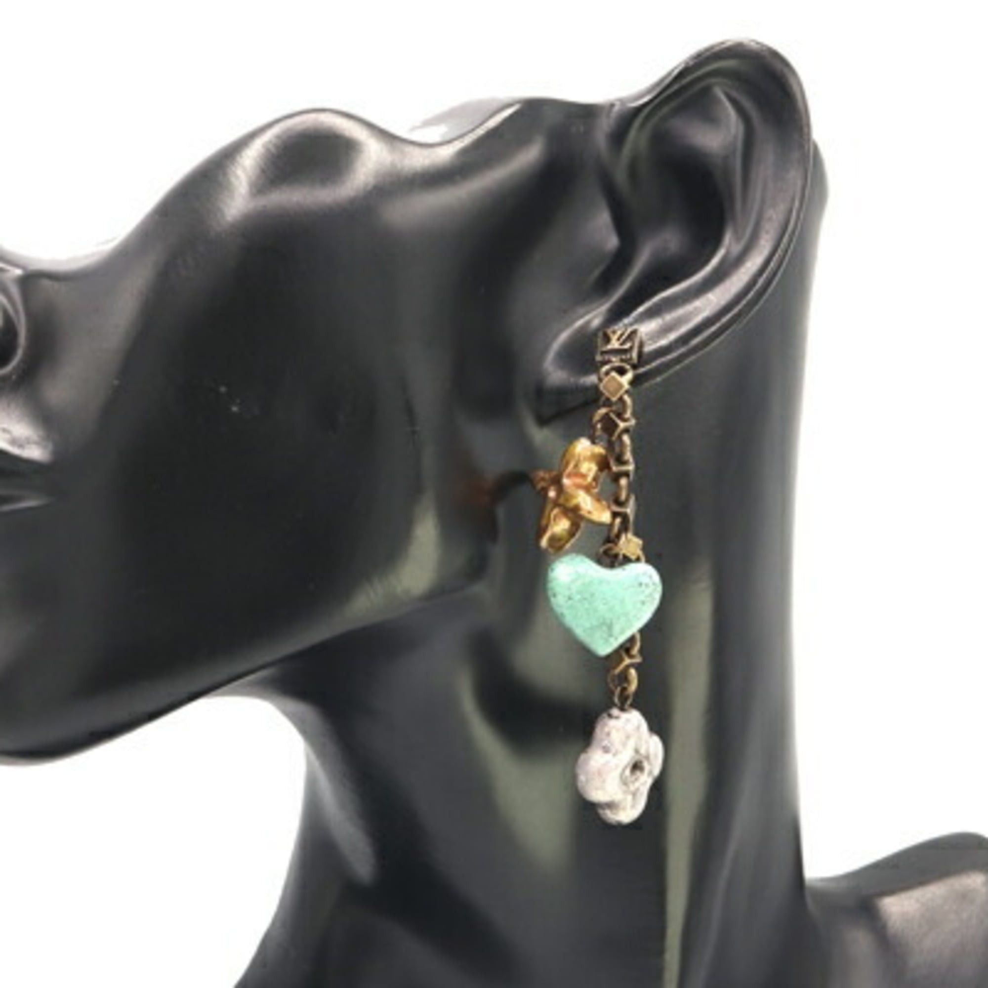 Louis Vuitton Louis Vuitton Boucle d'oreille Charm Baroque Earrings M65545 Brass and Ceramic LV Heart Women's LOUIS VUITTON Size ONE SIZE - 5 Thumbnail