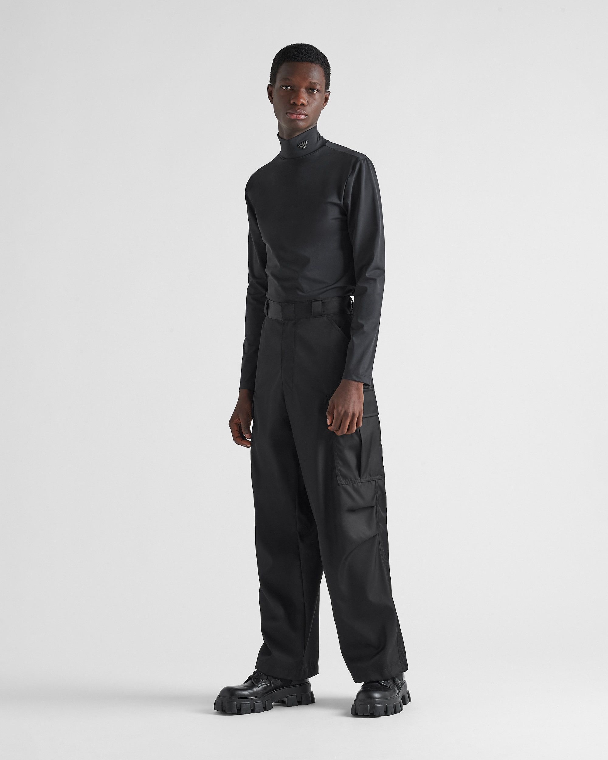 Prada Stretch cotton turtleneck with logo Size US XS / EU 42 / 0 - 3 Thumbnail