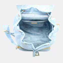 Prada SUPER RARE SAFFIANO RE-NYLON AND OSTRICH LEATHER BACKPACK IN BLUE Size ONE SIZE - 4 Thumbnail