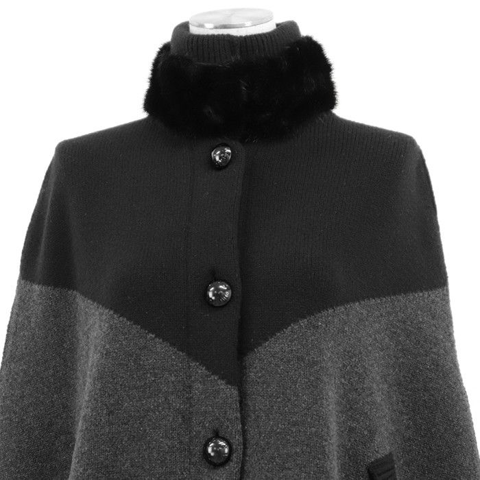 Louis Vuitton Louis Vuitton Louis Vuitton Wool Cashmere Mink Cape Textile Outerwear DUTY FREE for USA Size ONE SIZE - 2 Thumbnail